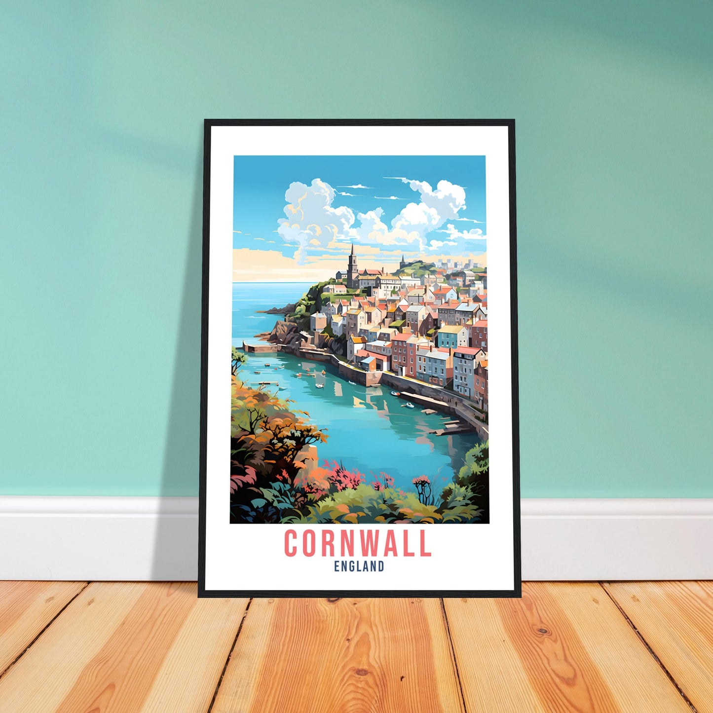 Cornwall Travel Print Cornwall Seaside Home Decor Coastal Landscape England Nature Wall Hanging Cornwall Artwork Gift Cornwall Travel Poster