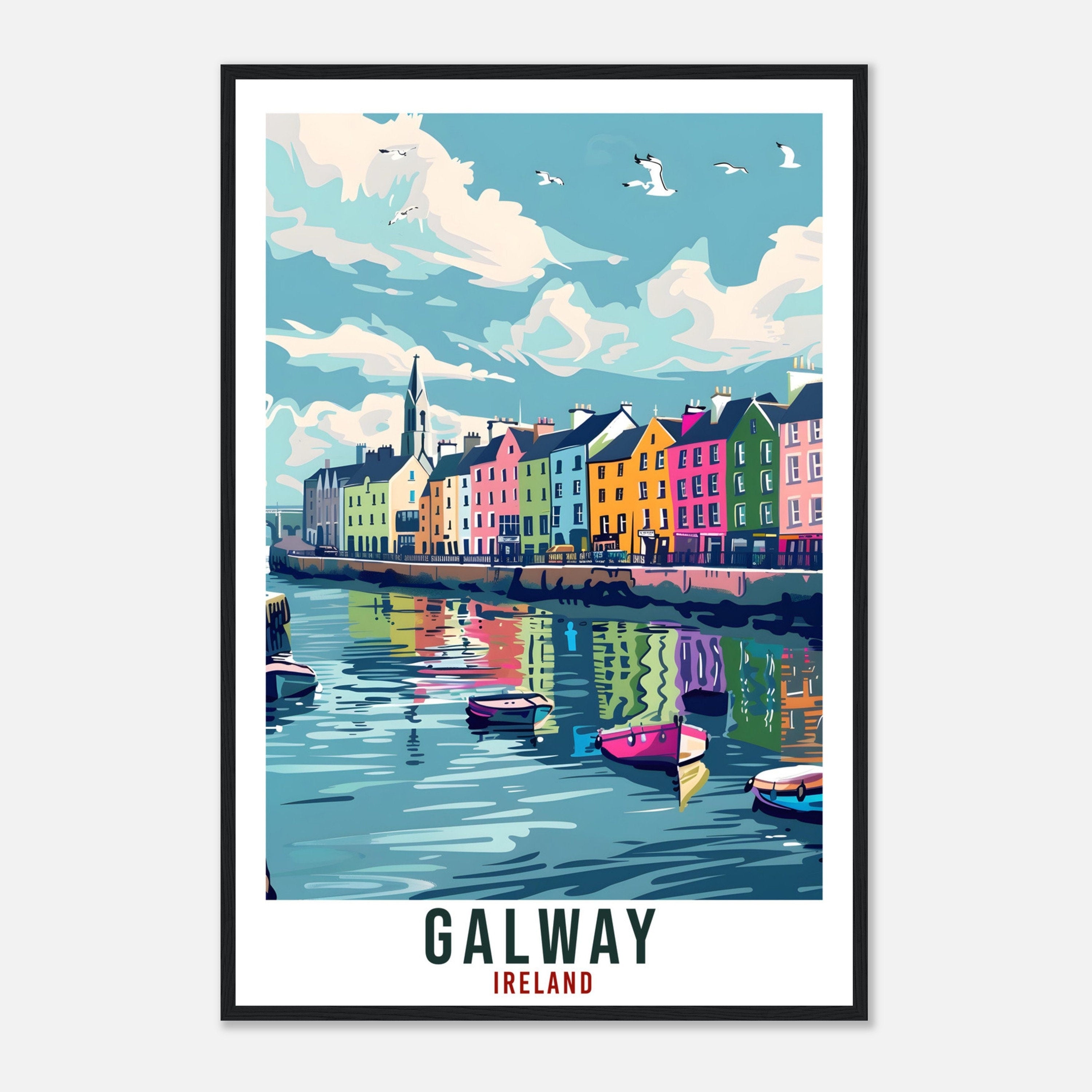 Galway Travel Print Ireland Wall Art Wall Hanging Home Living Décor Galway Gift Art Lovers Gift Irish Artwork Gift Ireland Travel Poster