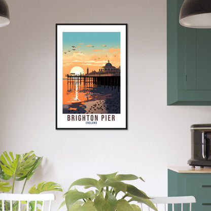 Brighton Pier Travel Print Brighton Seaside Home Decor Coastal England Wall Hanging Brighton Pier Artwork Gift Brighton Pier Travel Poster
