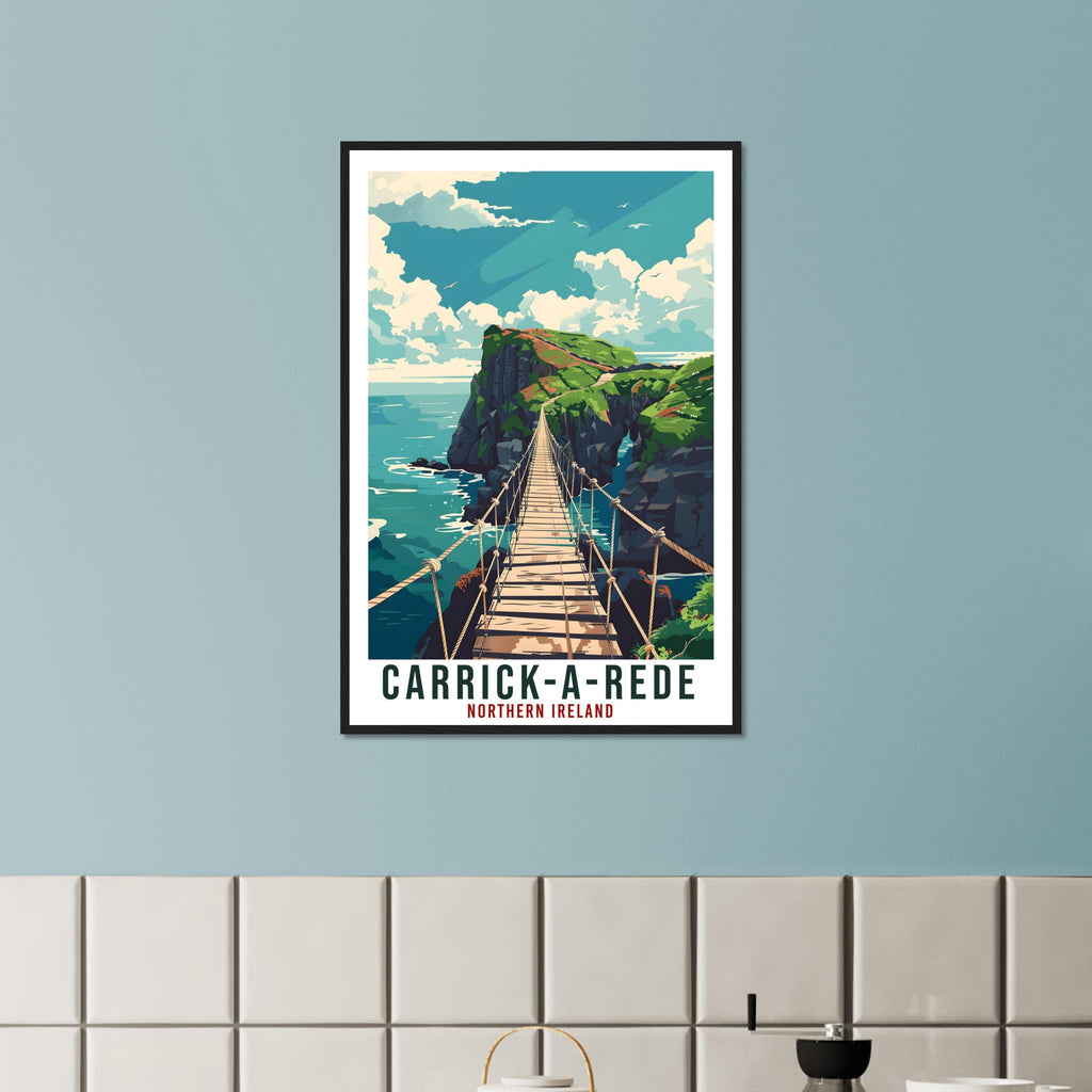 Carrick-A-Rede Travel Print Ireland Wall Art Wall Hanging Ballintoy County Antrim Art Gift Artwork Gift North Coast Northern Ireland Poster