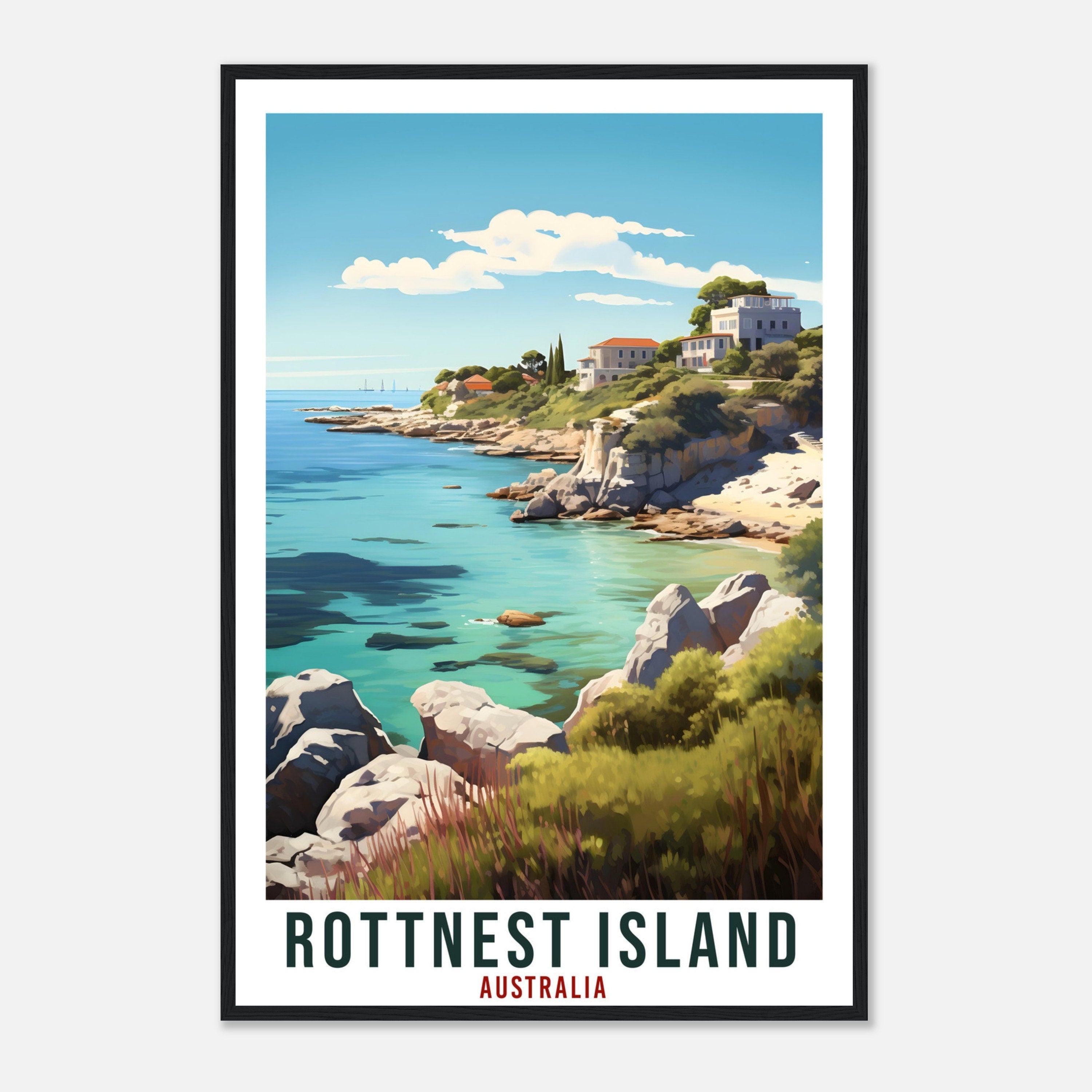 Rottnest Island Travel Poster Wall Art Rottnest Australia Home Décor Artwork Art Gift Rottnest Island Travel Print Australian Art Lover Gift