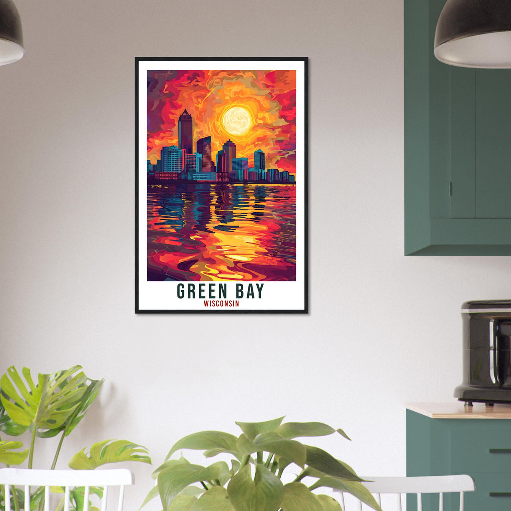 Green Bay Travel Print Wisconsin Home Decoration USA City Wall Art Gift Wall Hanging Art Lover Wisconsin Artwork Green Bay Travel Poster