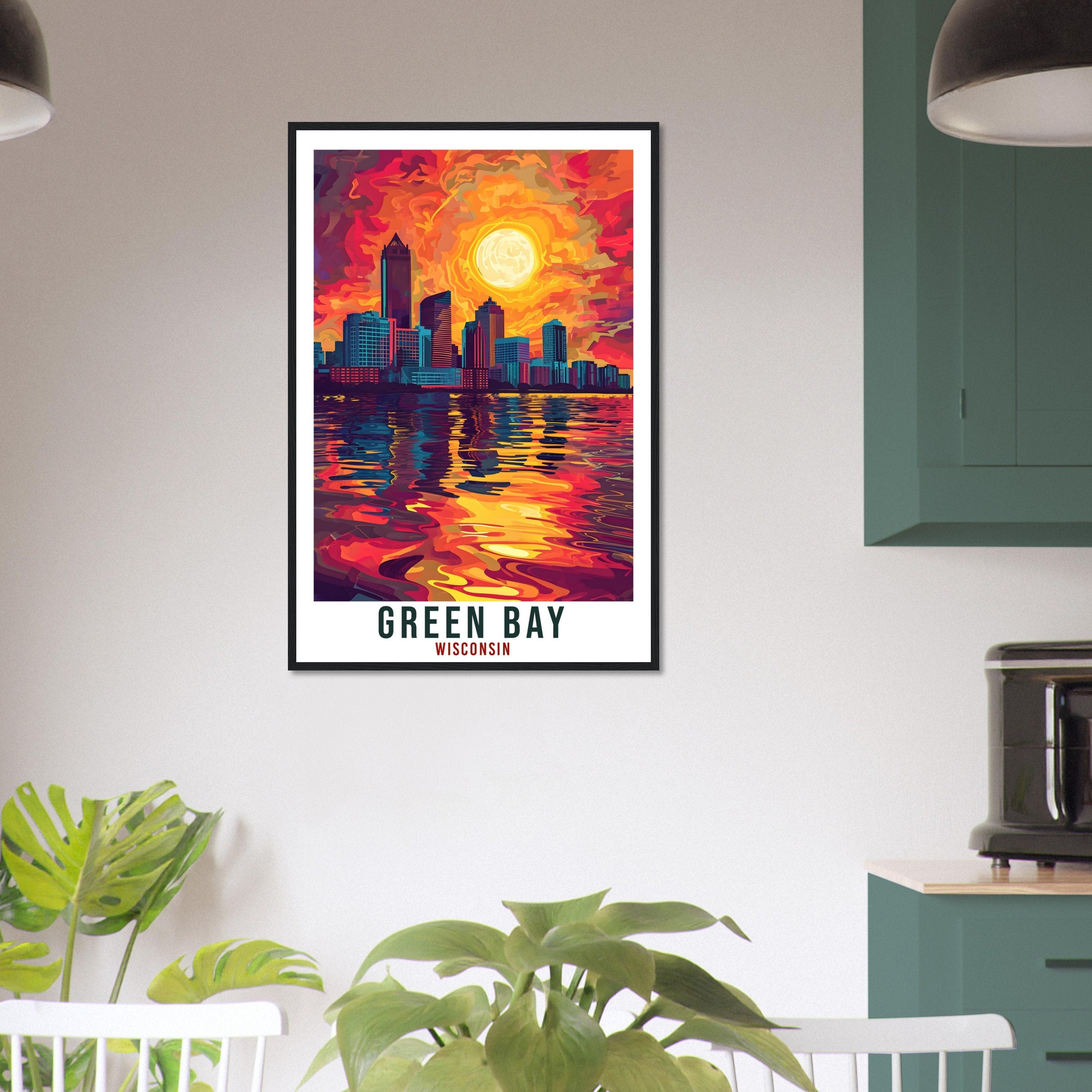 Green Bay Travel Print Wisconsin Home Decoration USA City Wall Art Gift Wall Hanging Art Lover Wisconsin Artwork Green Bay Travel Poster