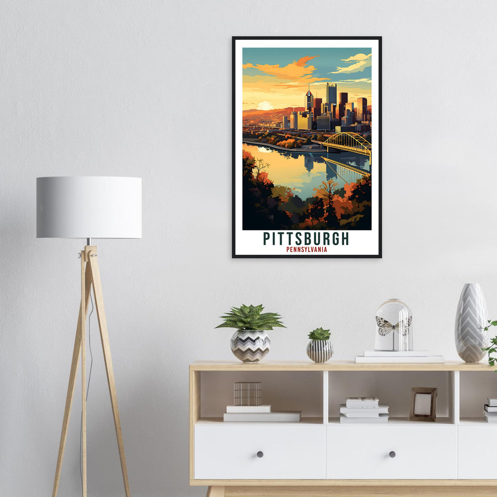 Pittsburgh Travel Poster Pennsylvania Home Decoration USA Wall Art Gift Wall Hanging Art Lover Pennsylvania Artwork Pittsburgh Travel Print