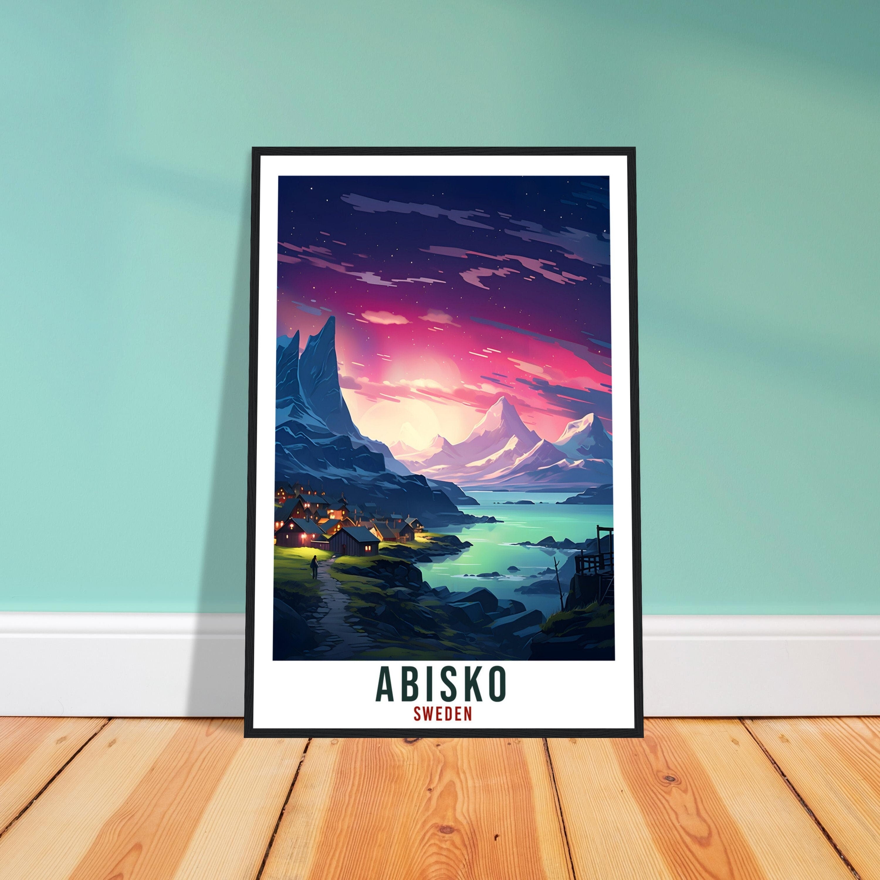 Abisko Travel Print Sweden Northern Lights Wall Art Wall Hanging Travel Art Gift Abisko Travel Poster Sweden Landscape Artwork Art Lover