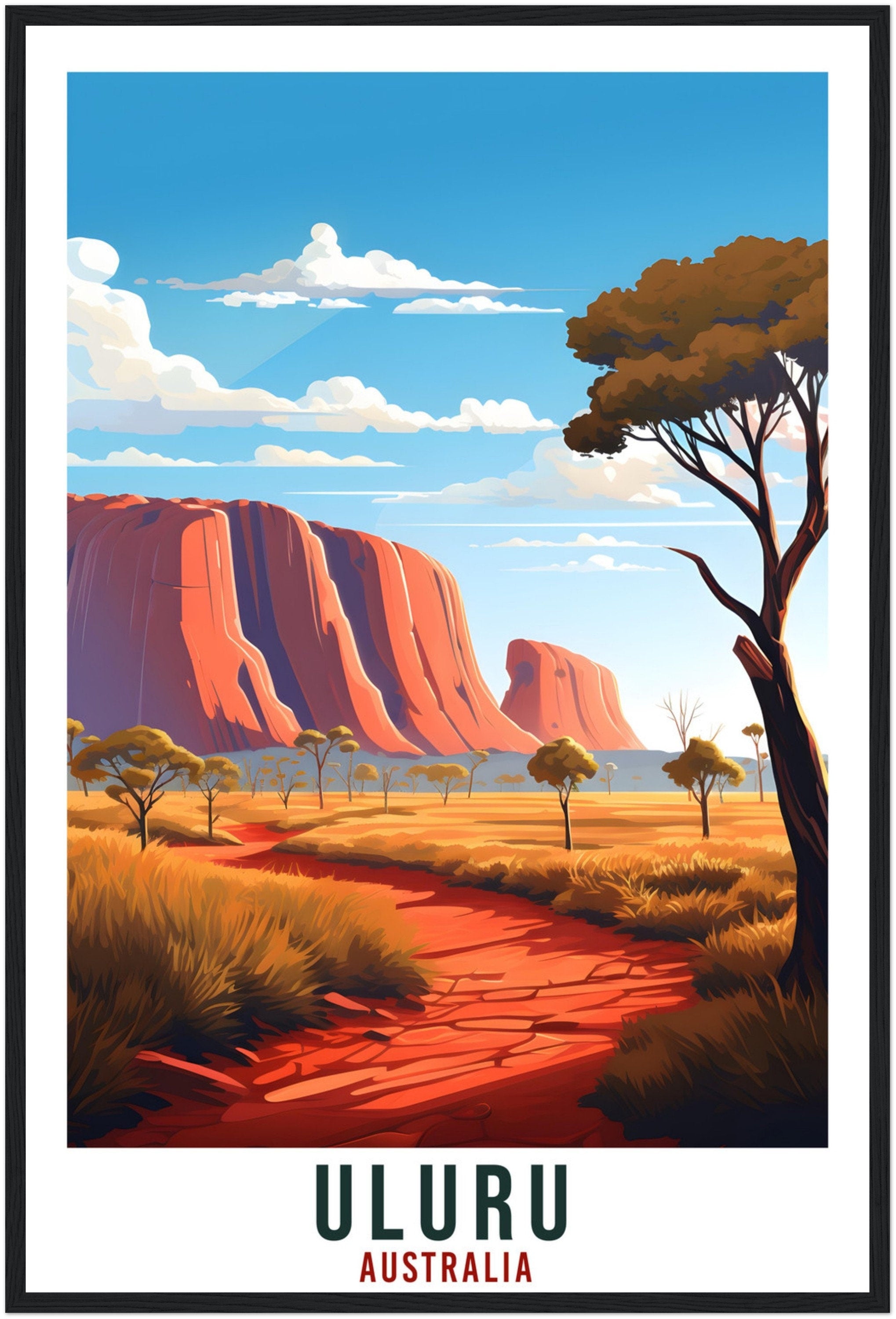 Uluru Travel Poster Wall Art Uluru Australia Home Décor Artwork Wall Hanging Uluru Art Gifts  Uluru Travel Print Australian Art Lovers Gift