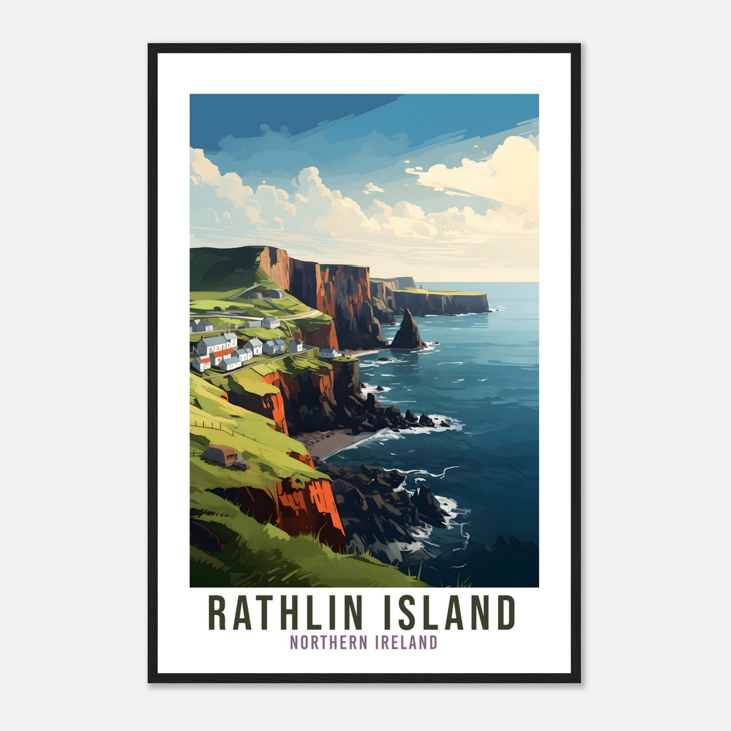 Rathlin Island Travel Print Northern Ireland Seaside Coastal Landscape Wall Hanging Rathlin Island Artwork Gift Rathlin Island Travel Poster
