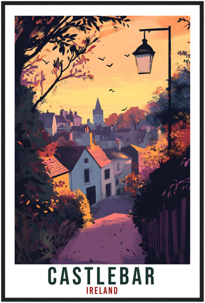 Castlebar Travel Print Ireland Home Decor Castlebar Wall Art Wall Hanging Art Lover Irish Artwork Travel Poster Castlebar Ireland Travel Art