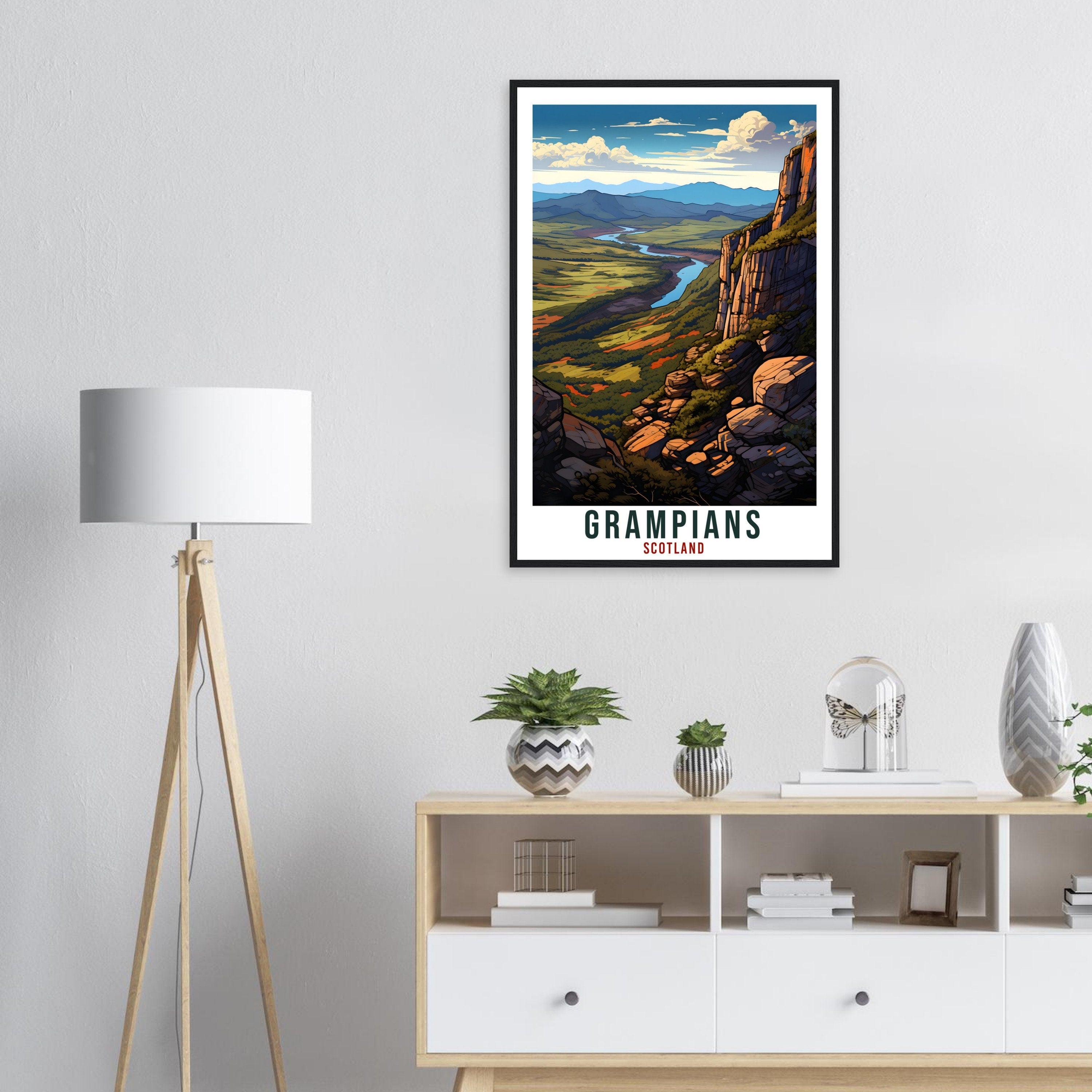Grampians Travel Print Scotland Wall Art Home Decor Wall Hanging Travel Gift Grampians Travel Poster Scotland Landscape Artwork Art Lover