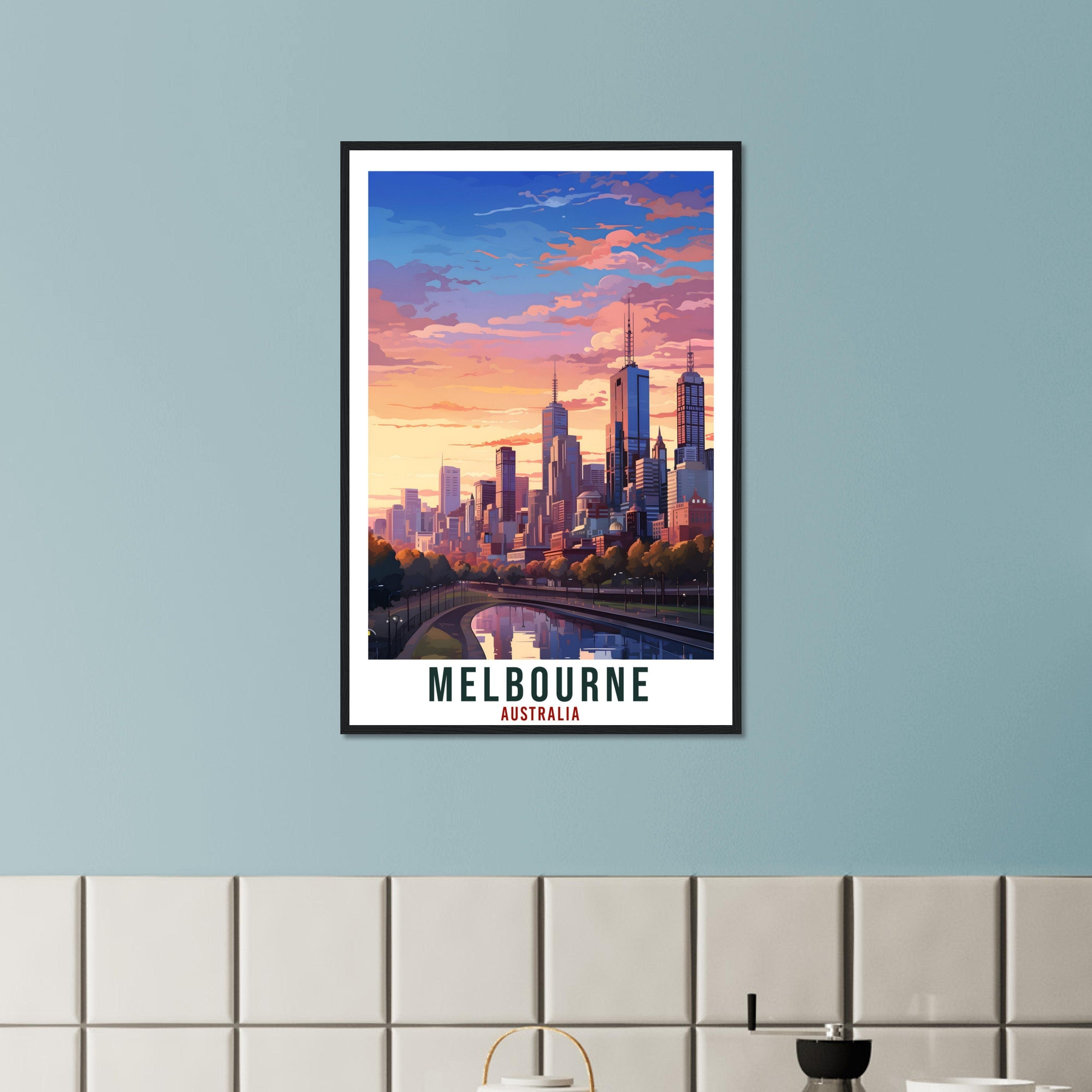 Melbourne Travel Poster Wall Art Melbourne Australia Cityscape Artwork Melbourne Art Gifts Melbourne Travel Print Australian Art Lover Gift