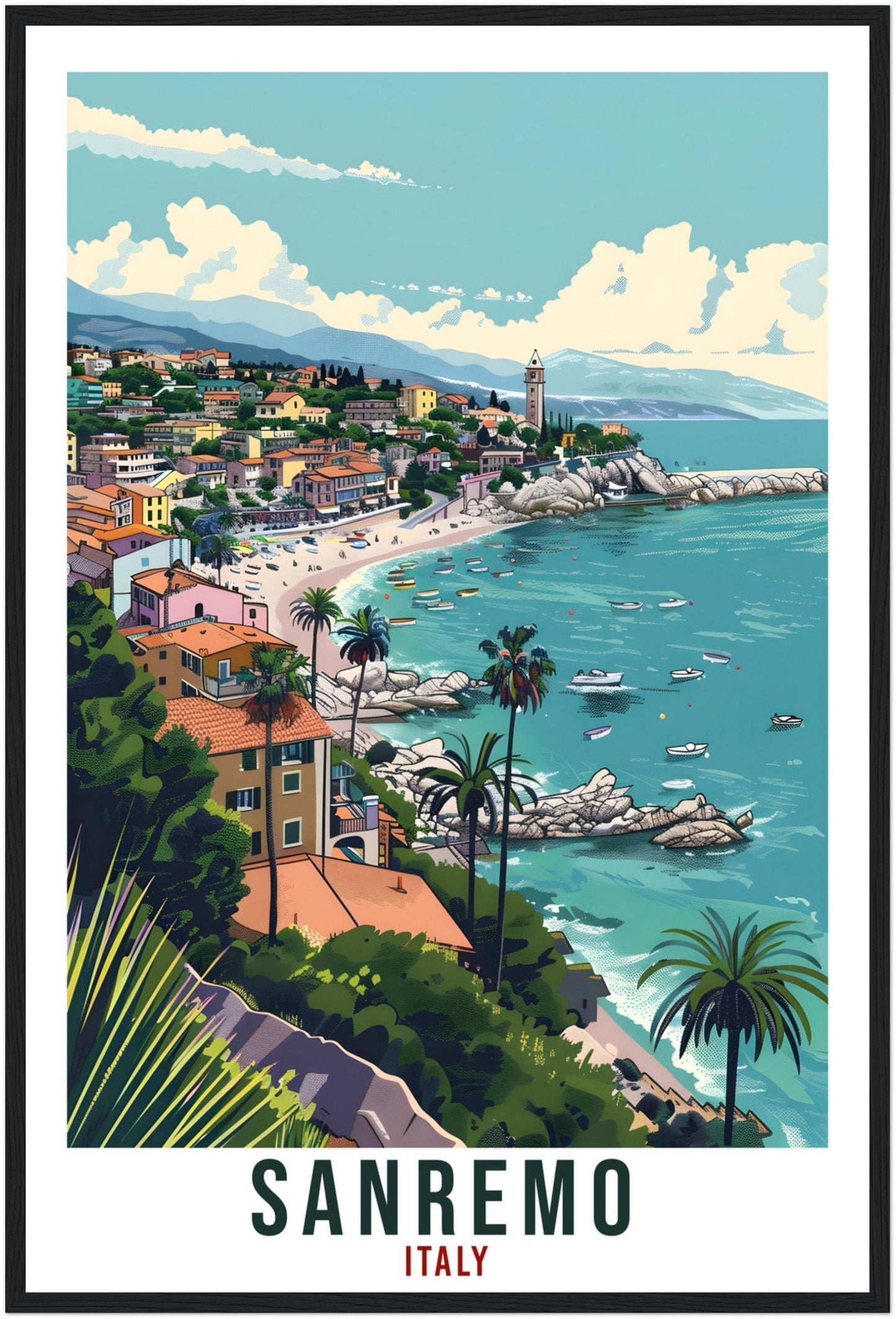 Sanremo Travel Print Italy Wall Art Wall Hanging Home Living Décor Sanremo Gift Art Lovers Gift Italy Artwork Gift Italian Travel Poster
