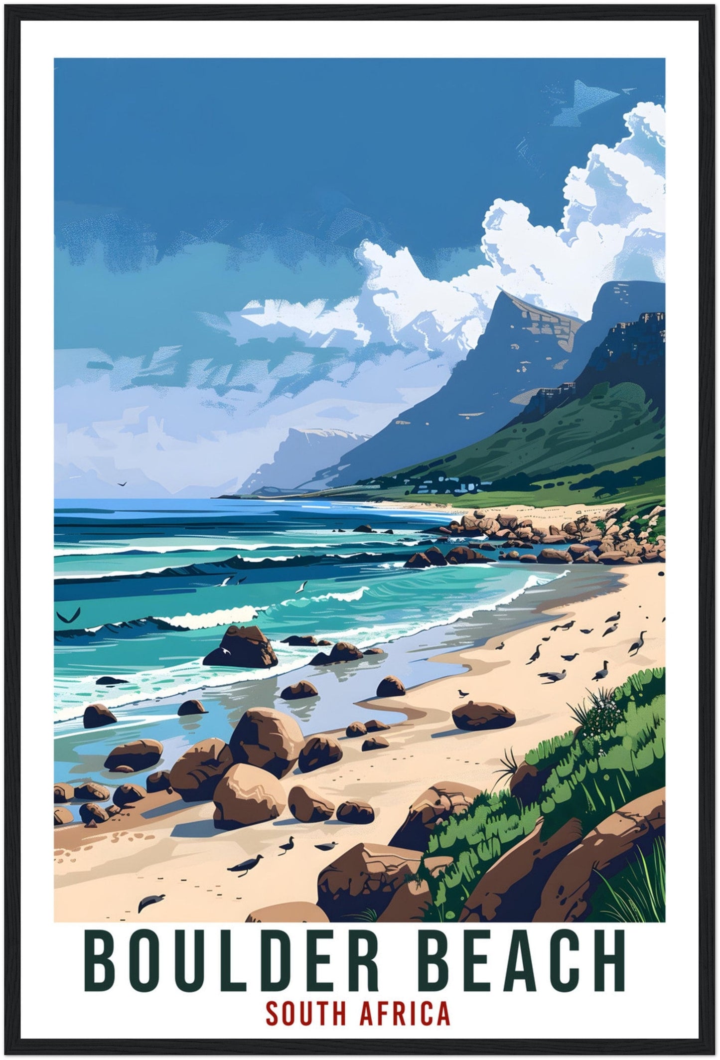 Boulder Beach South Africa Travel Print Wall Art Hanging Home Décor Boulder Beach Gift Art Lovers Artwork Gift Print South African Poster
