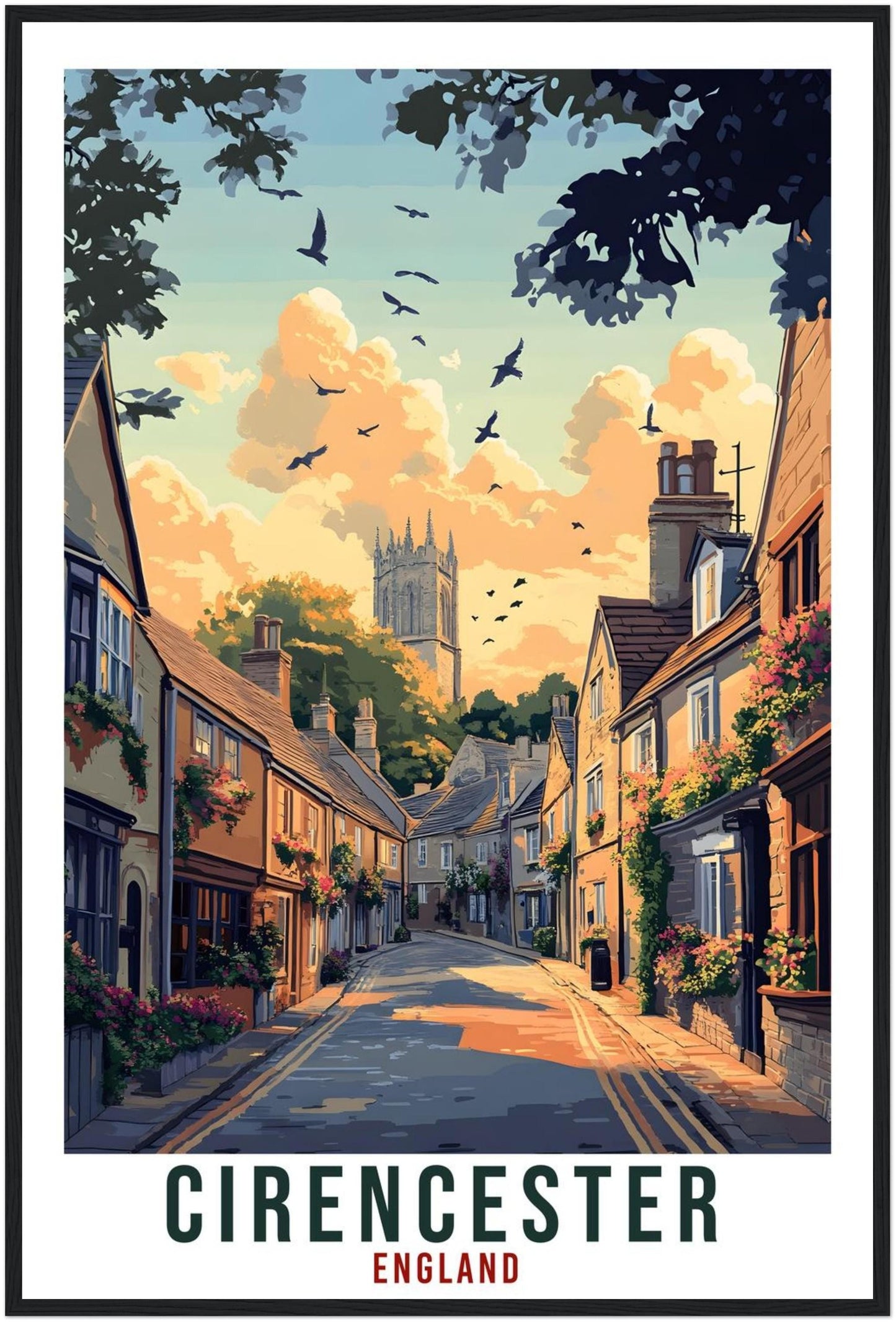 Cirencester Travel Print England Home Decor Cirencester Wall Art Gift Wall Hanging Art Lover England Republic Artwork Travel Poster UK Art