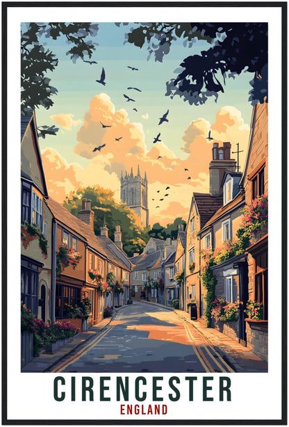 Cirencester Travel Print England Home Decor Cirencester Wall Art Gift Wall Hanging Art Lover England Republic Artwork Travel Poster UK Art