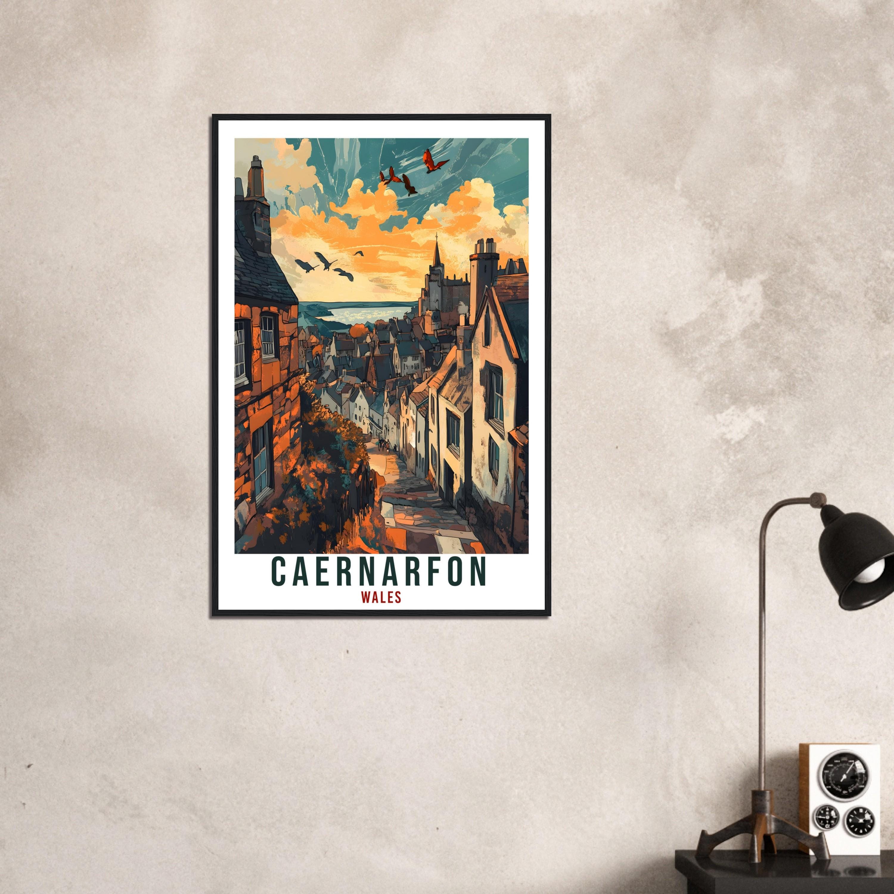 Caernarfon Travel Print Wales Home Decor Caernarfon Wall Art Wall Hanging Art Lover Wales Artwork Travel Poster Caernarfon Travel Art Gift