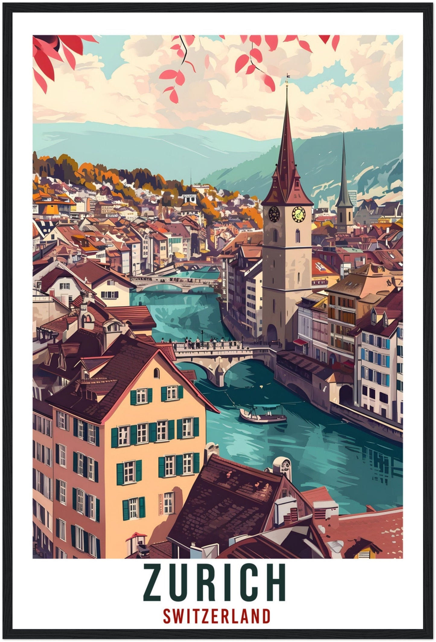 Zurich Travel Print Wall Art Zurich Switzerland Wall Hanging Artwork Zurich Art Gifts Zurich Travel Poster Switzerland Art Lovers Gift
