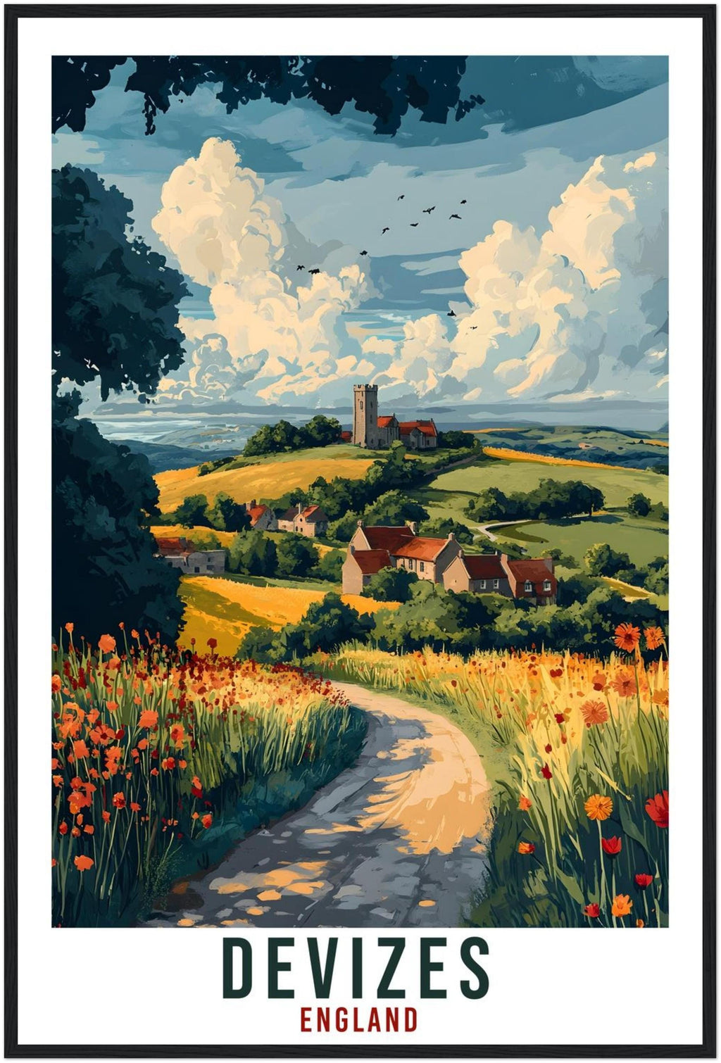 Devizes Travel Print England Home Decor Devizes Wall Art Gift Wall Hanging Art Lover Devizes England Artwork Travel Poster UK Travel Art