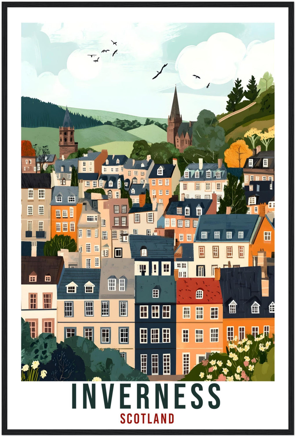 Inverness Travel Print Scotland Home Decor Inverness Wall Art Wall Hanging Art Lover Scotland Artwork Travel Poster Inverness Travel Art