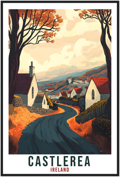 Castlerea Travel Print Ireland Home Decor Castlerea Wall Art Gift Wall Hanging Gift Castlerea Irish Artwork Travel Poster Ireland Travel Art