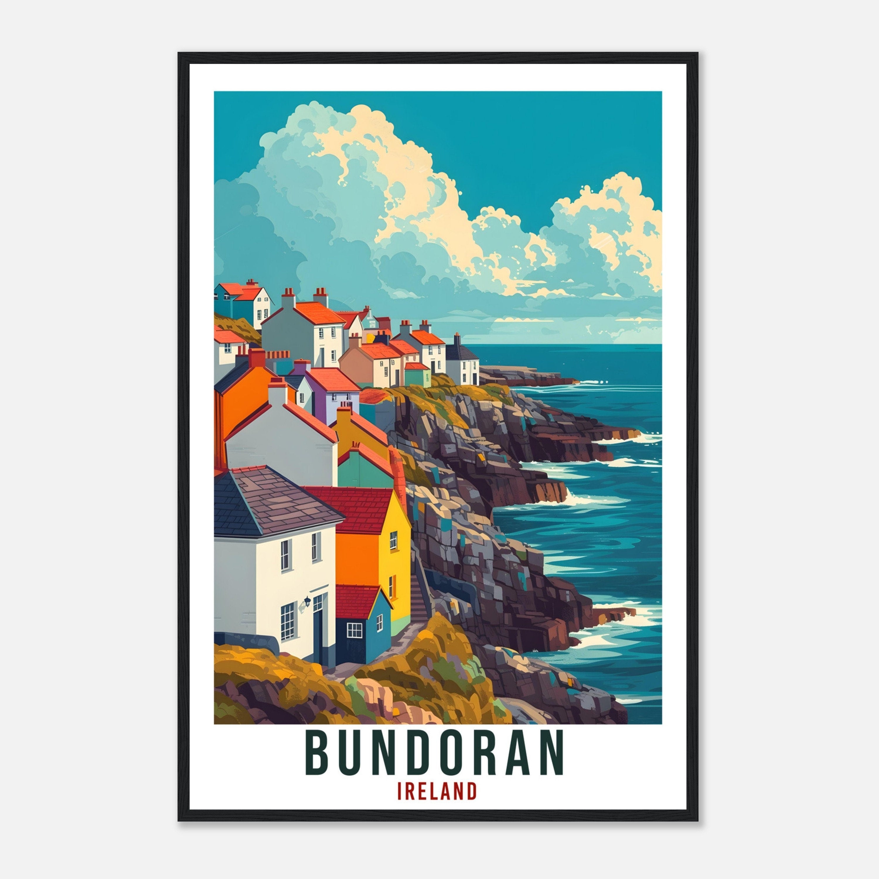 Bundoran Travel Print Ireland Home Decoration Bundoran Coast Wall Art Wall Hanging Art Lover Irish Artwork Bundoran Ireland Travel Poster