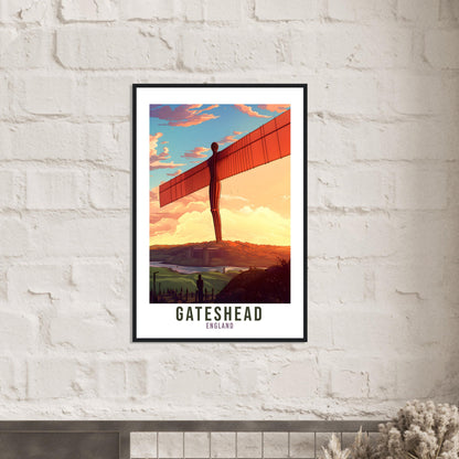Gateshead Travel Print Gateshead Home Decor Gateshead Angel Northern Wall Hanging Gateshead Artwork Gift Newcastle Travel Poster Artwork