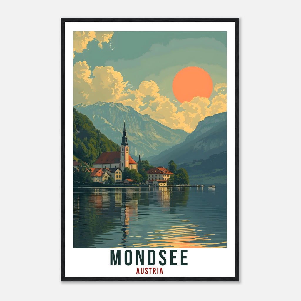 Mondsee Travel Print Austria Home Decor Mondsee Austrian City Wall Art Gift Wall Hanging Art Lover Austria Artwork Mondsee Travel Poster