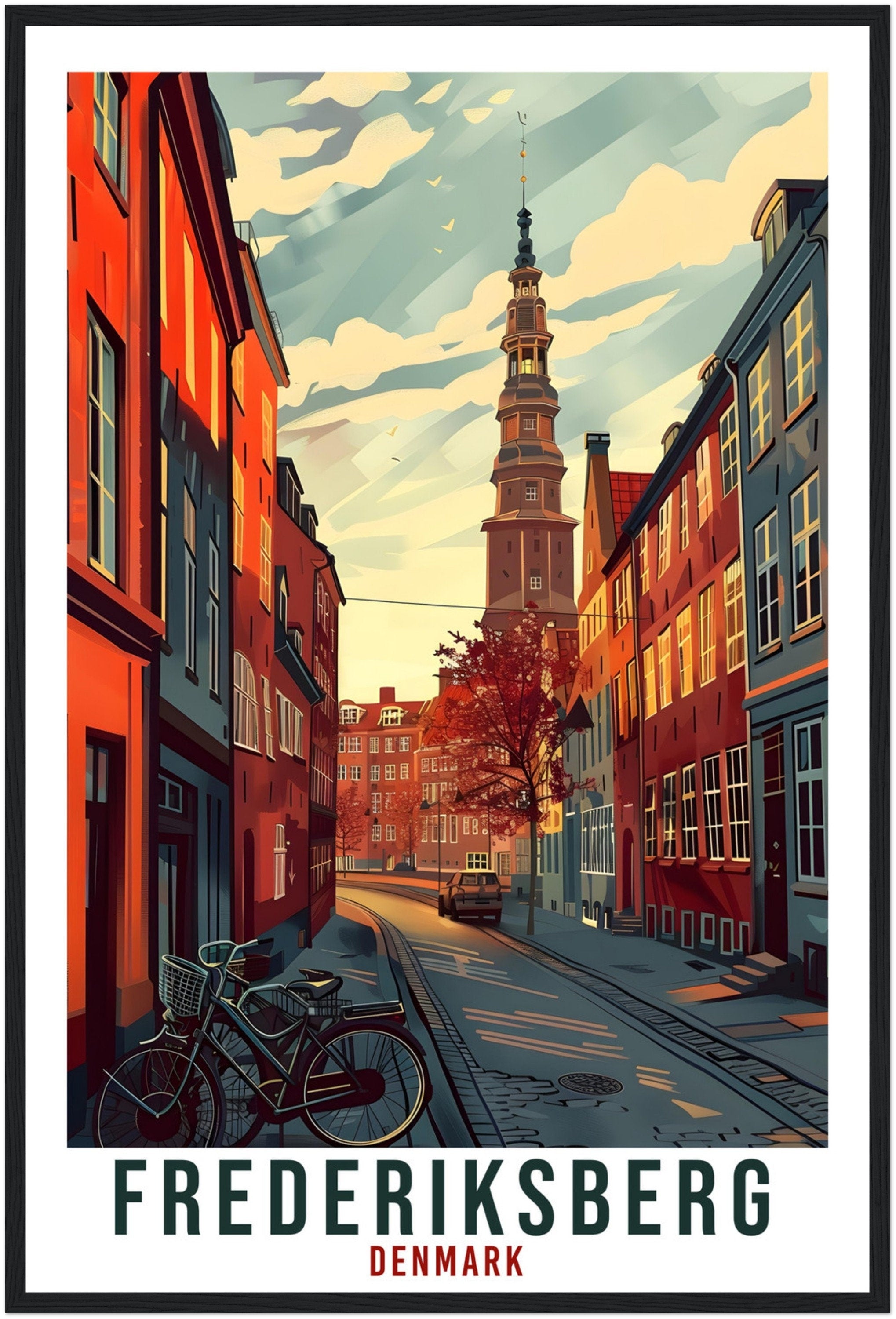 Frederiksberg Travel Print Denmark Wall Art Wall Hanging Décor Frederiksberg Gift Art Lovers Gift Denmark Artwork Gift Danish Travel Poster