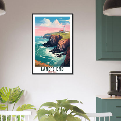 Land's End Travel Print English Wall Art Home Decor Wall Hanging Travel Art Gift Land's End Travel Poster Cornwall Art Lovers Gift Artwork