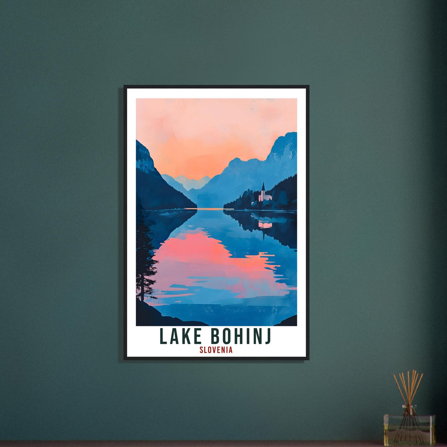 Lake Bohinj Travel Print Slovenia Decor Lake Bohinj Wall Art Gift Wall Hanging Art Lover Lake Bohinj Slovenia Artwork Travel Poster Slovenia