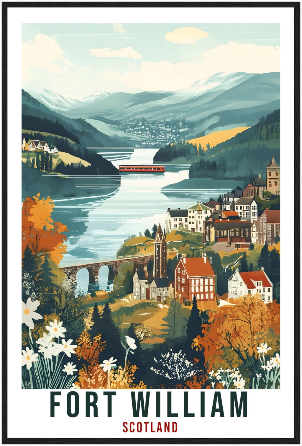 Fort William Travel Print Scotland Home Decor Fort William Wall Art Wall Hanging Art Lover Scotland Artwork Travel Poster Fort William Art