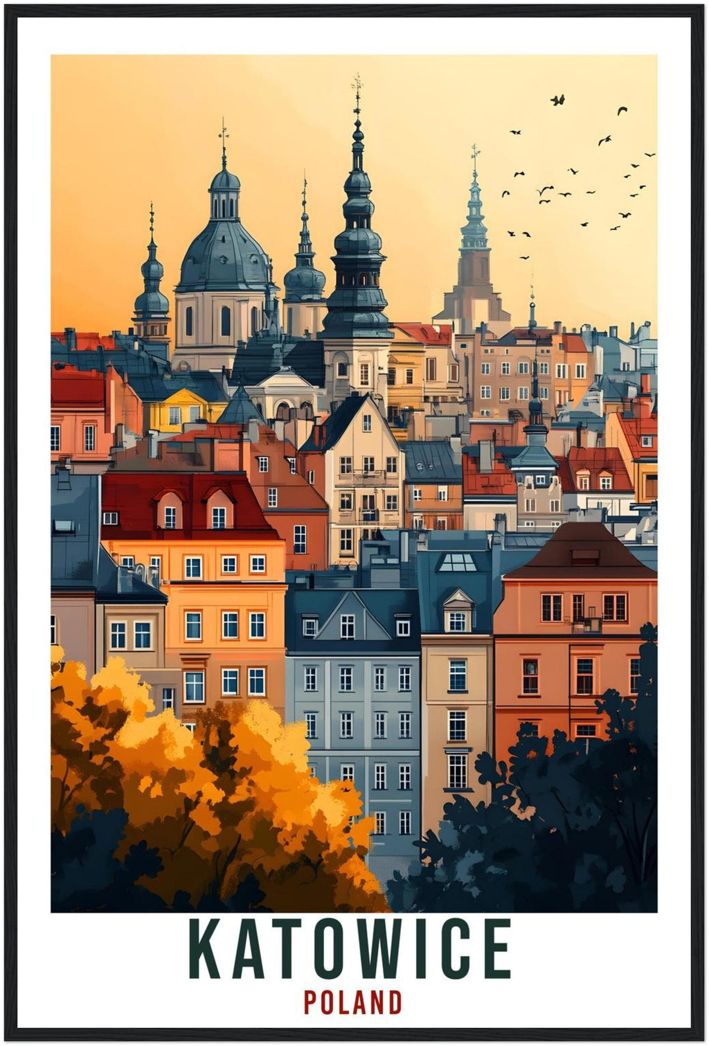 Katowice Travel Print Poland Home Decor Katowice Wall Art Gift Wall Hanging Art Lover Katowice Polish Artwork Travel Poster Poland Travel
