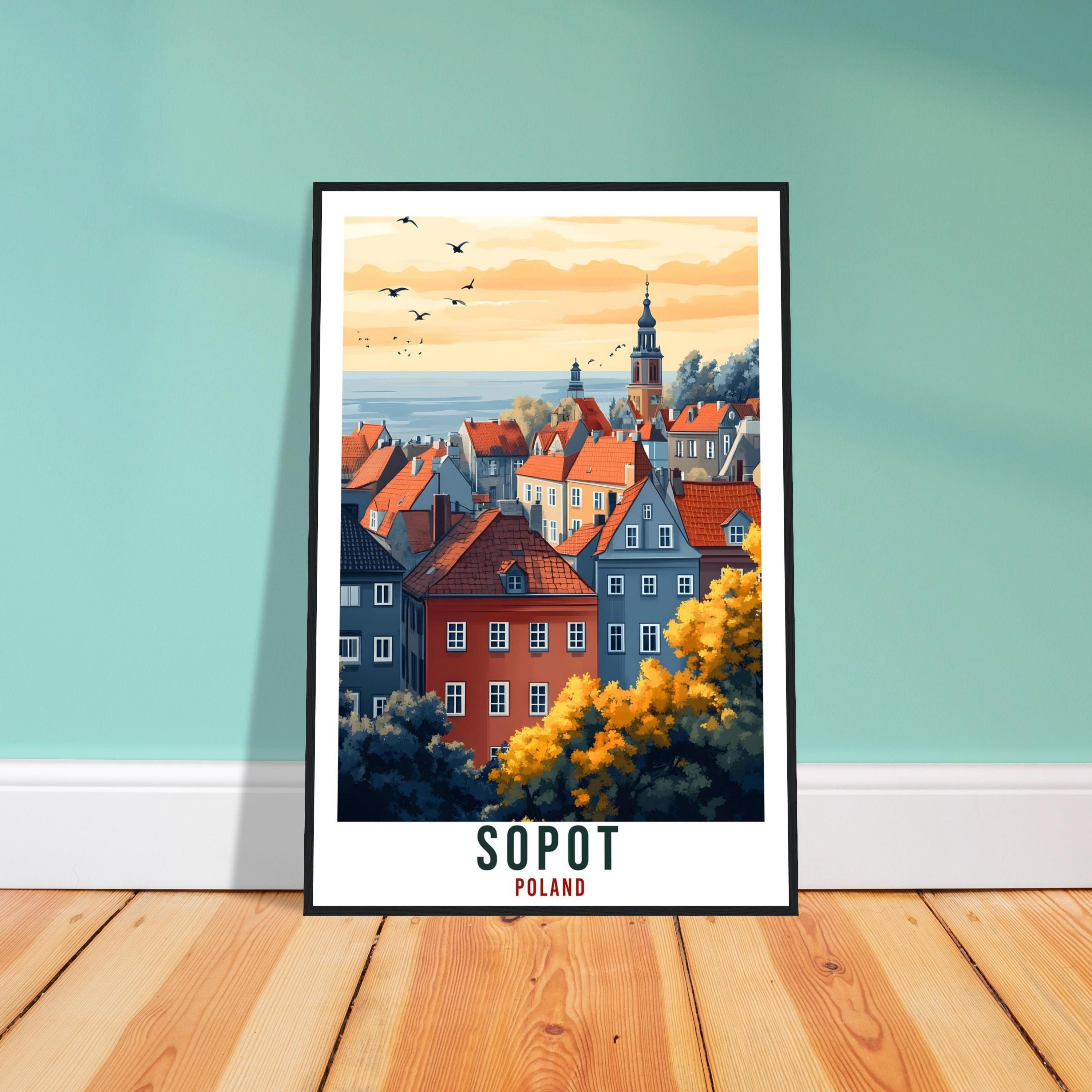 Sopot Travel Print Poland Home Decor Sopot Wall Art Gift Wall Hanging Art Lover Sopot Polish Artwork Travel Poster Poland Travel Artwork