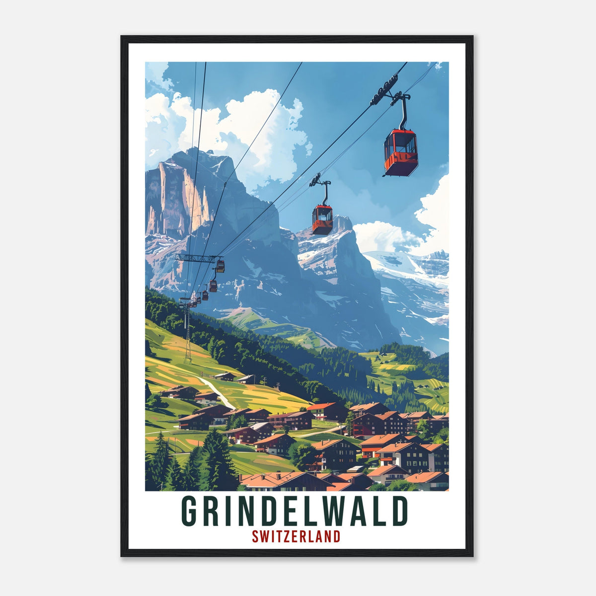 Grindelwald Travel Print Swiss Wall Art Wall Hanging Home Décor Grindelwald Gift Art Lover Gift Switzerland Artwork Gift Swiss Travel Poster