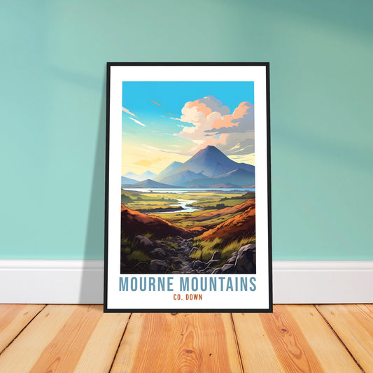Mourne Mountains Travel Poster Northern Ireland Co. Down Travel Print NI County Down Wall Hanging Home Decor World Travel Art Mournes Gift