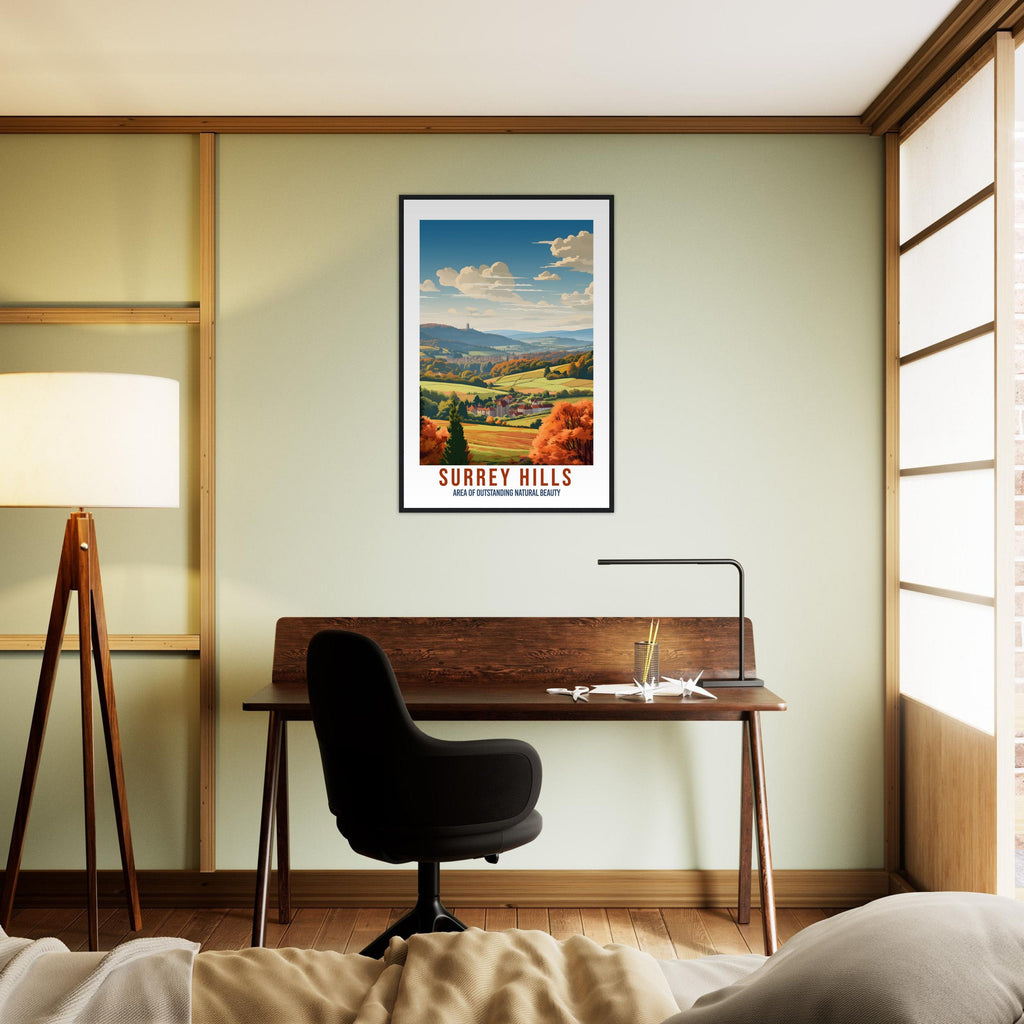 Surrey Hills Travel Poster Surrey Hills Home Decoration Mountain Landscape England Nature Wall Hanging Surrey Hills Artwork Travel Print