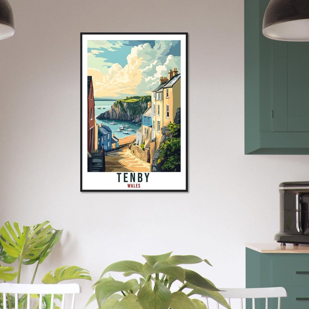 Tenby Travel Poster Wales Home Decor Tenby Wall Art Wall Hanging Art Lover Wales Artwork Travel Print Tenby Travel Art Gift Wales Artwork