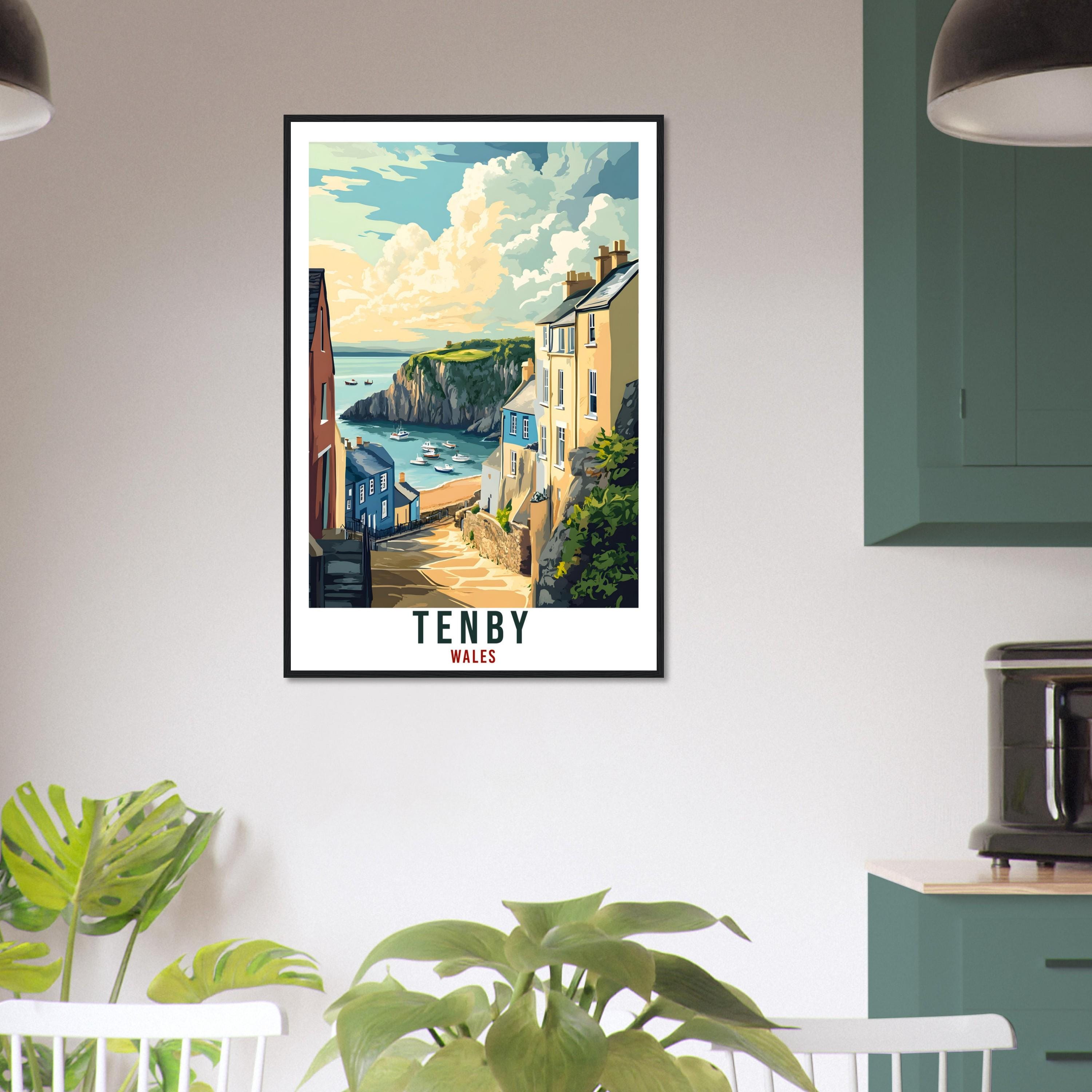 Tenby Travel Poster Wales Home Decor Tenby Wall Art Wall Hanging Art Lover Wales Artwork Travel Print Tenby Travel Art Gift Wales Artwork