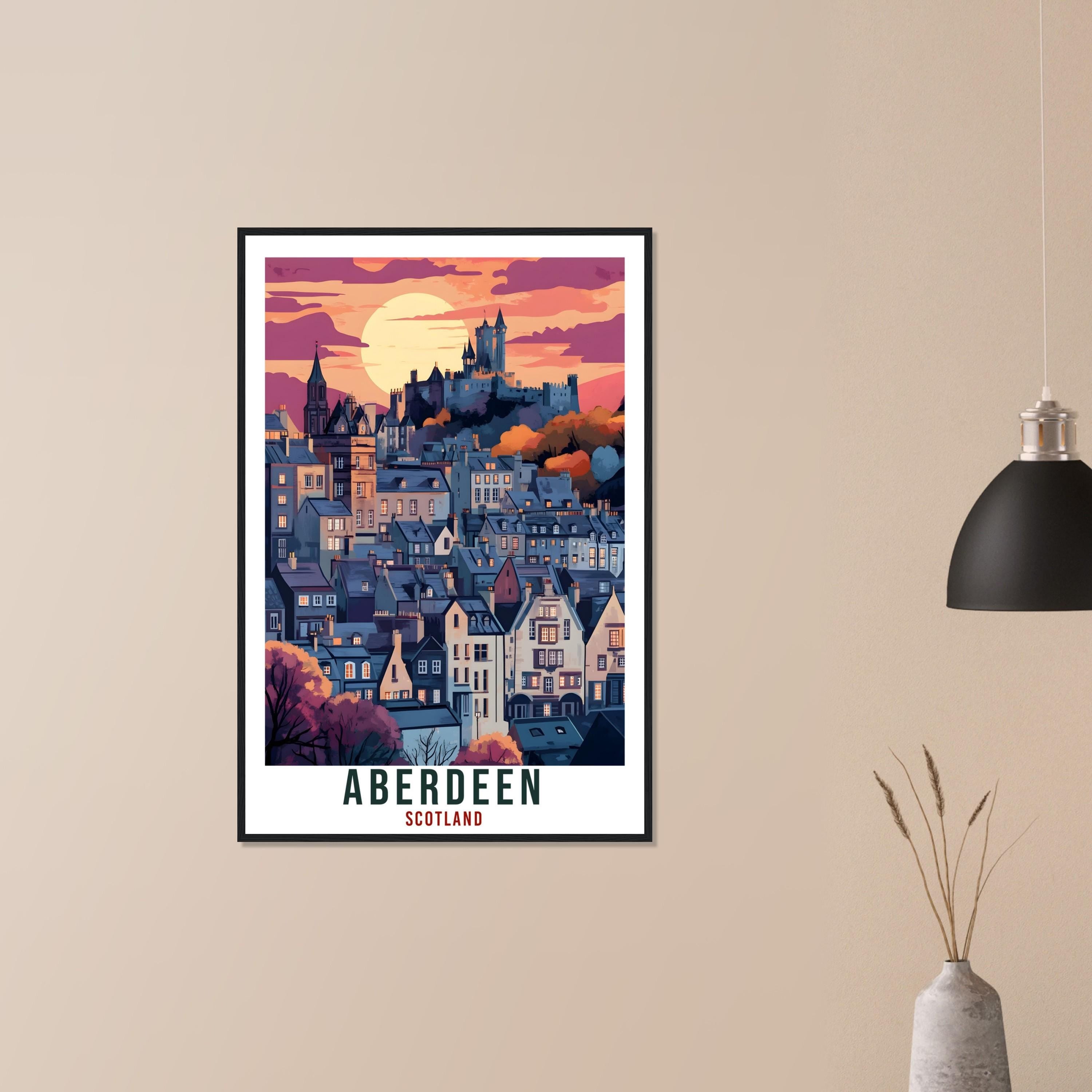 Aberdeen Travel Print Scotland Home Decor Aberdeen Wall Art Wall Hanging Art Lover Scotland Artwork Travel Poster Aberdeen Travel Art Gift