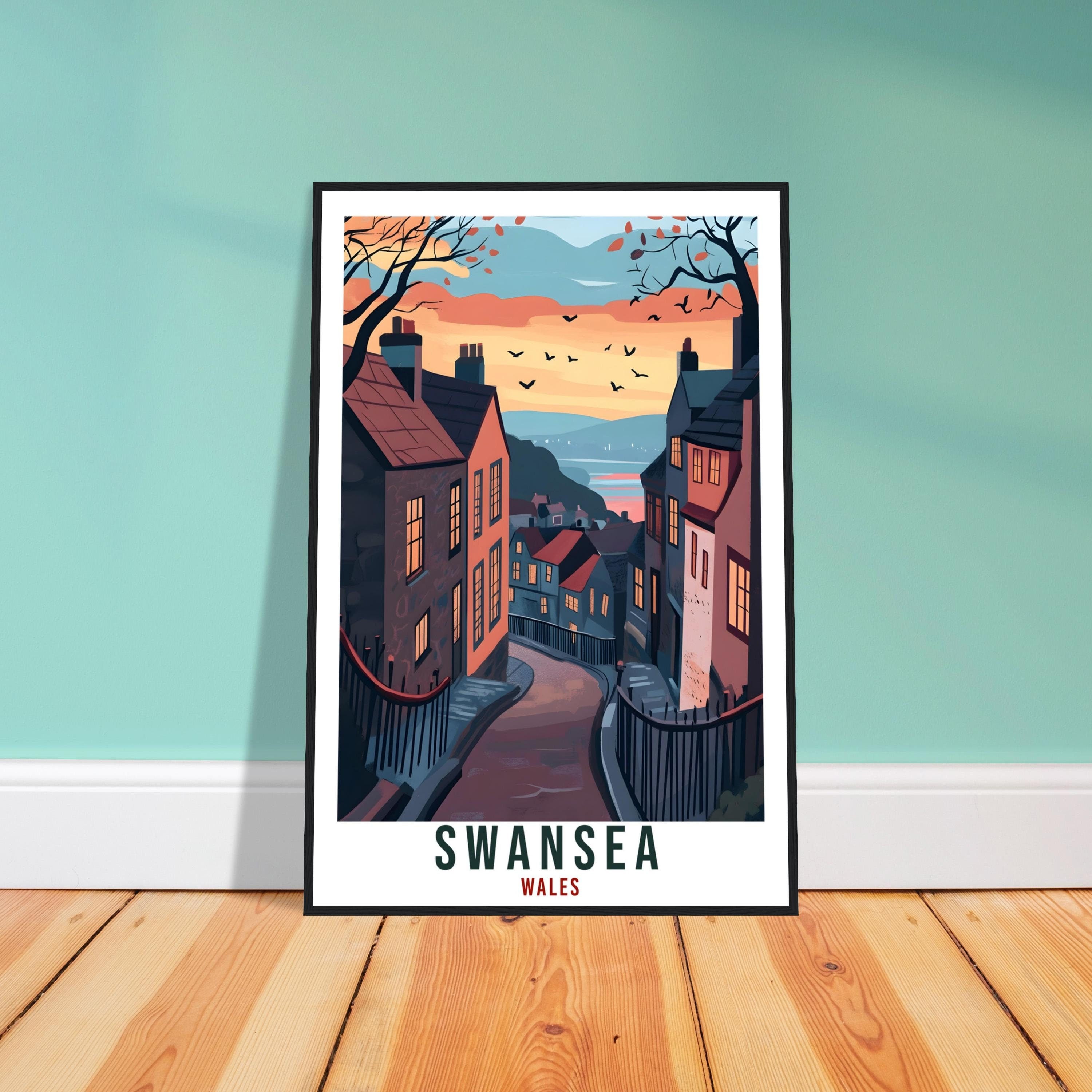 Swansea Travel Print Wales Home Decor Swansea Wall Art Wall Hanging Art Lover Wales Artwork Travel Poster Wales Swansea Travel Art Gift