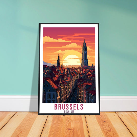 Brussels Travel Poster Wall Art Belgium Home Décor Artwork Wall Hanging Brussels Cityscape Art Gifts Brussels Travel Print Belgian Art Lover