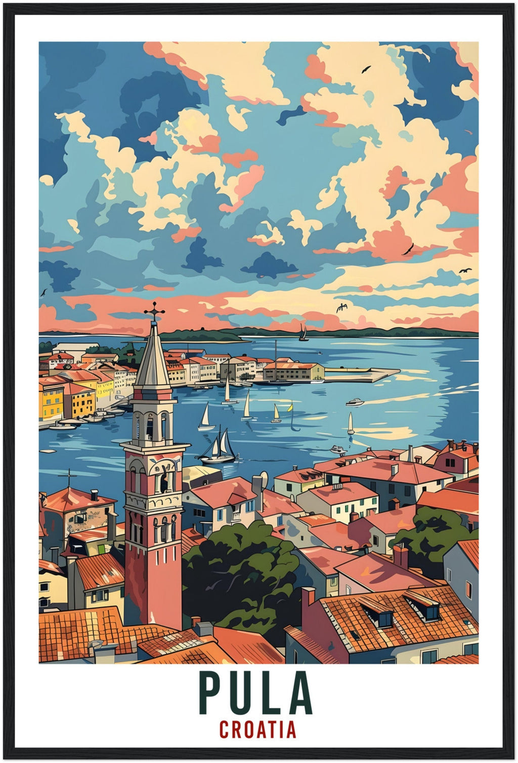 Pula Travel Print Croatia Wall Art Wall Hanging Home Décor Pula Gift Croatian Landmark Artwork Gift Pula Croatia Holiday Travel Poster