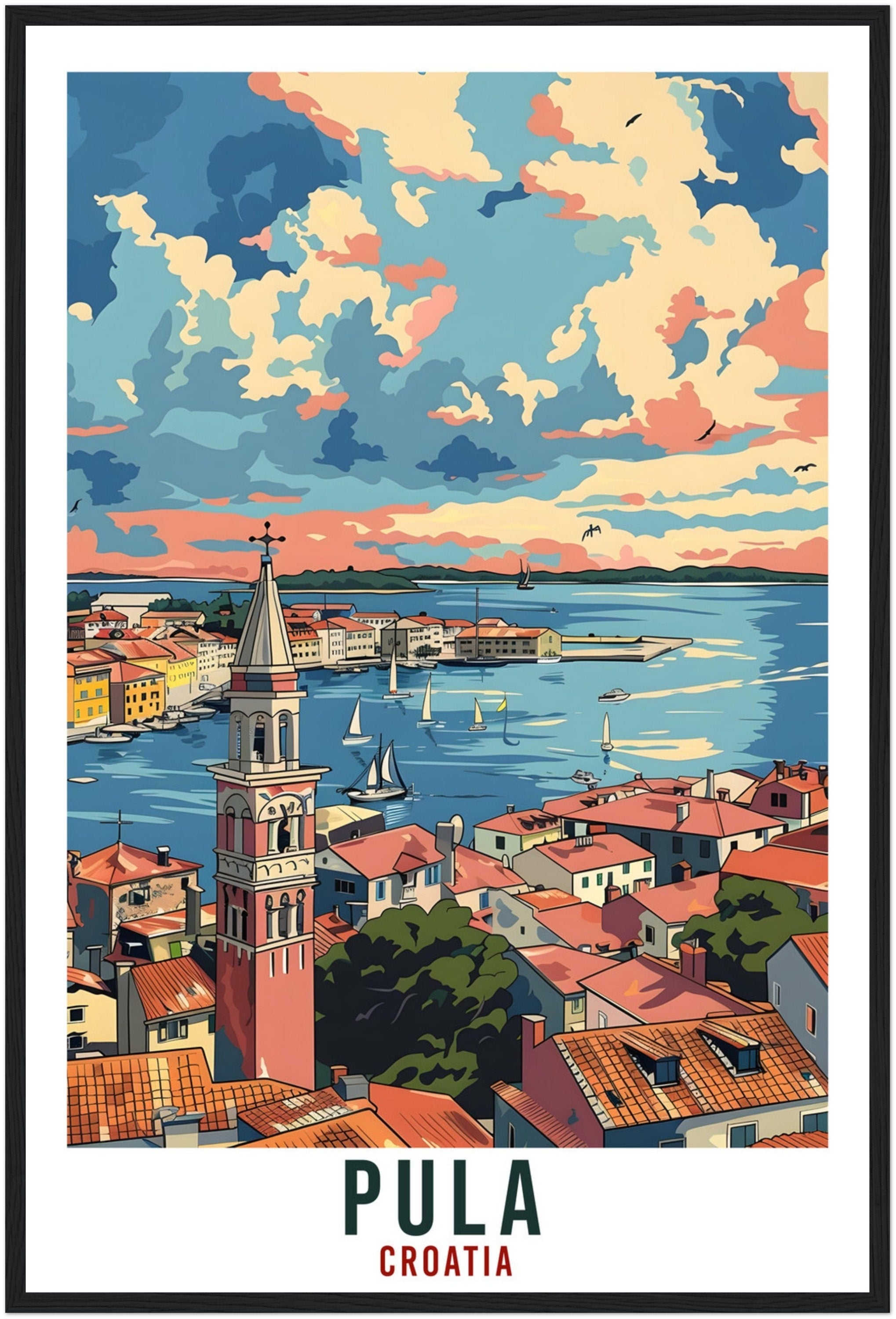 Pula Travel Print Croatia Wall Art Wall Hanging Home Décor Pula Gift Croatian Landmark Artwork Gift Pula Croatia Holiday Travel Poster