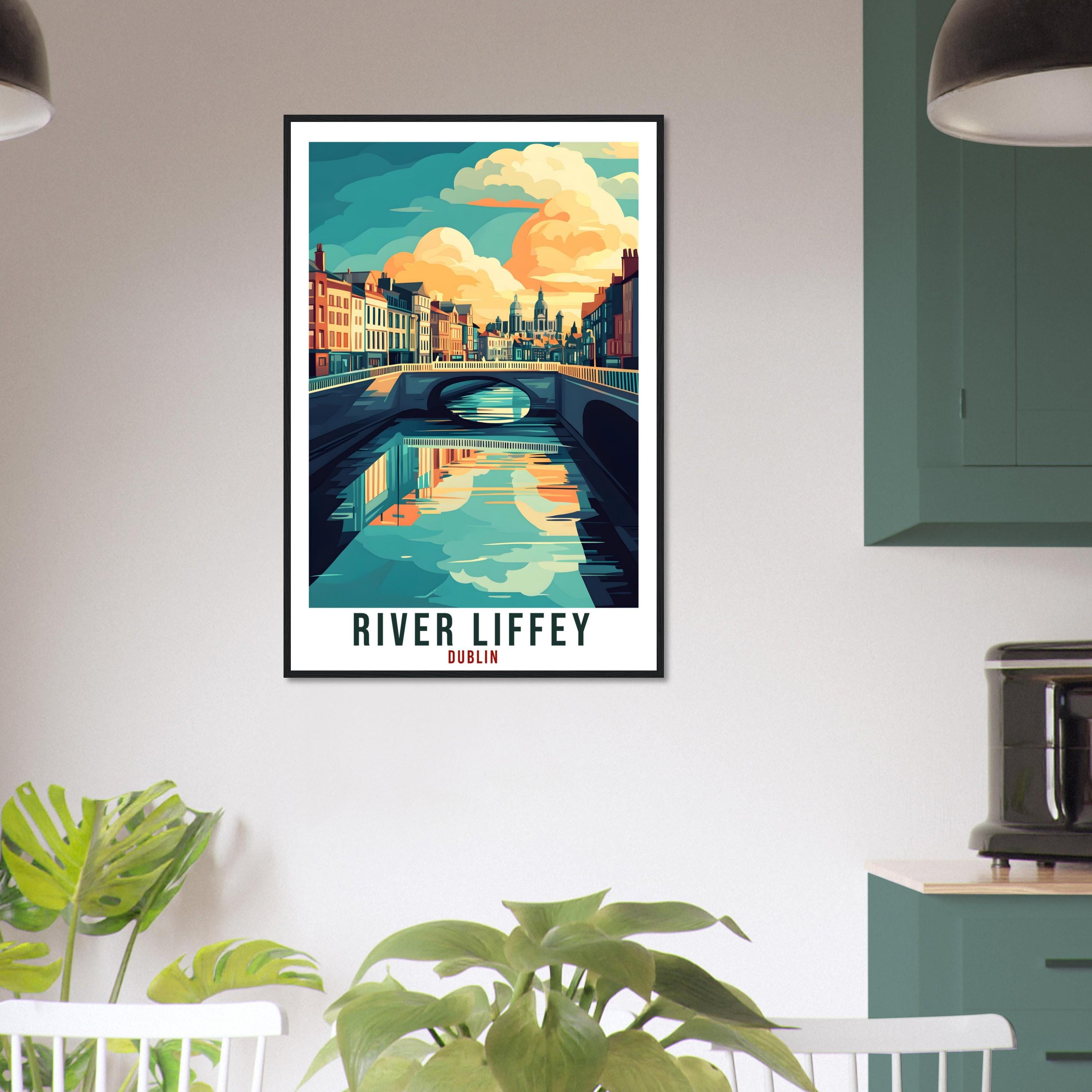 River Liffey Travel Print Ireland Decor River Liffey Wall Art Wall Hanging Irish Artwork Travel Poster Liffey Dublin Ireland Travel Art