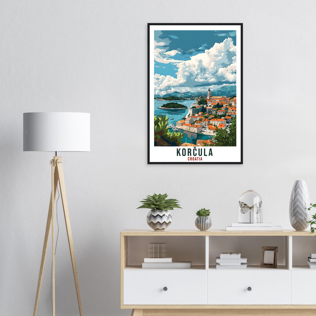 Korčula Travel Print Croatia Wall Art Wall Hanging Home Décor Korčula Gift Croatian Landmark Artwork Gift Croatia Holiday Travel Poster