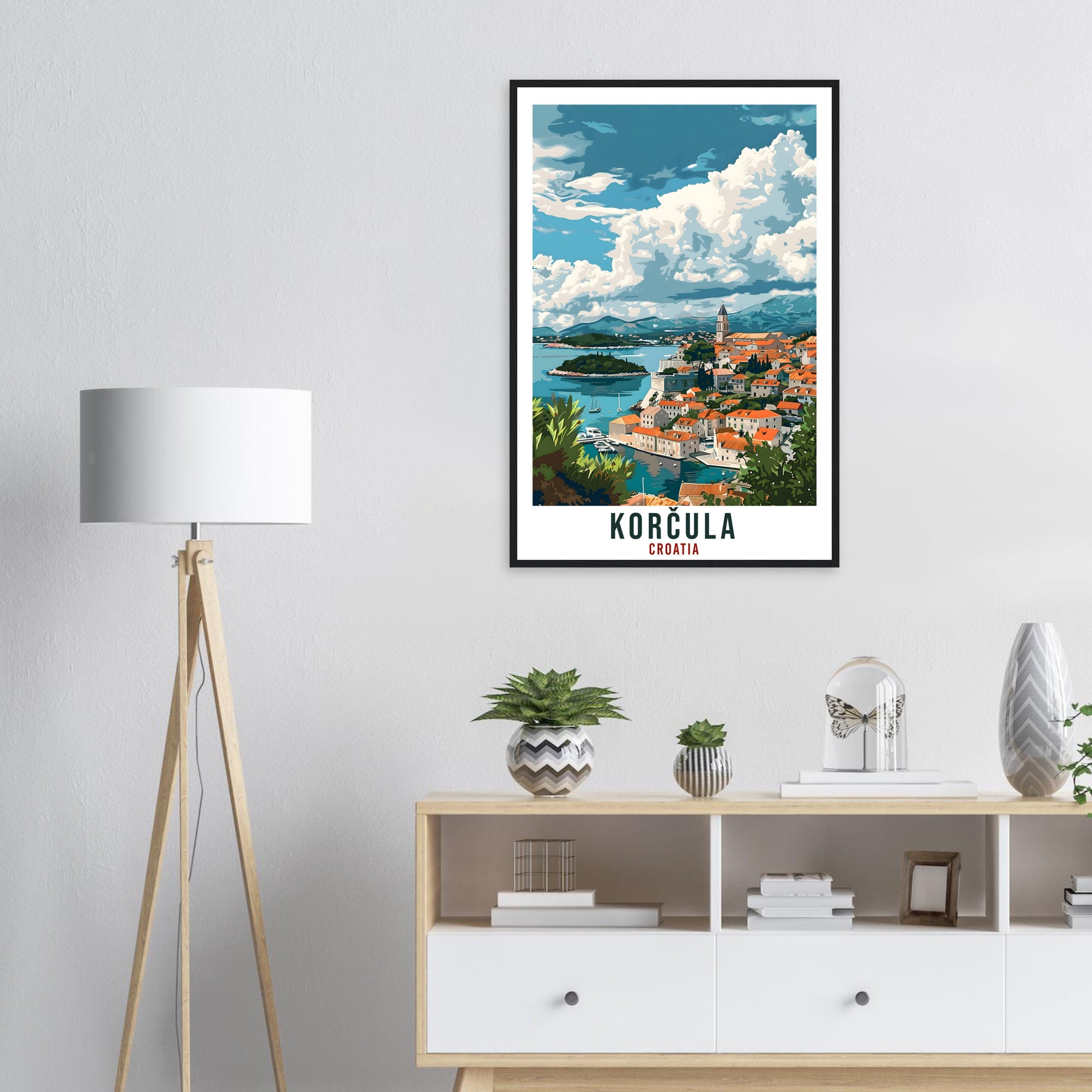 Korčula Travel Print Croatia Wall Art Wall Hanging Home Décor Korčula Gift Croatian Landmark Artwork Gift Croatia Holiday Travel Poster