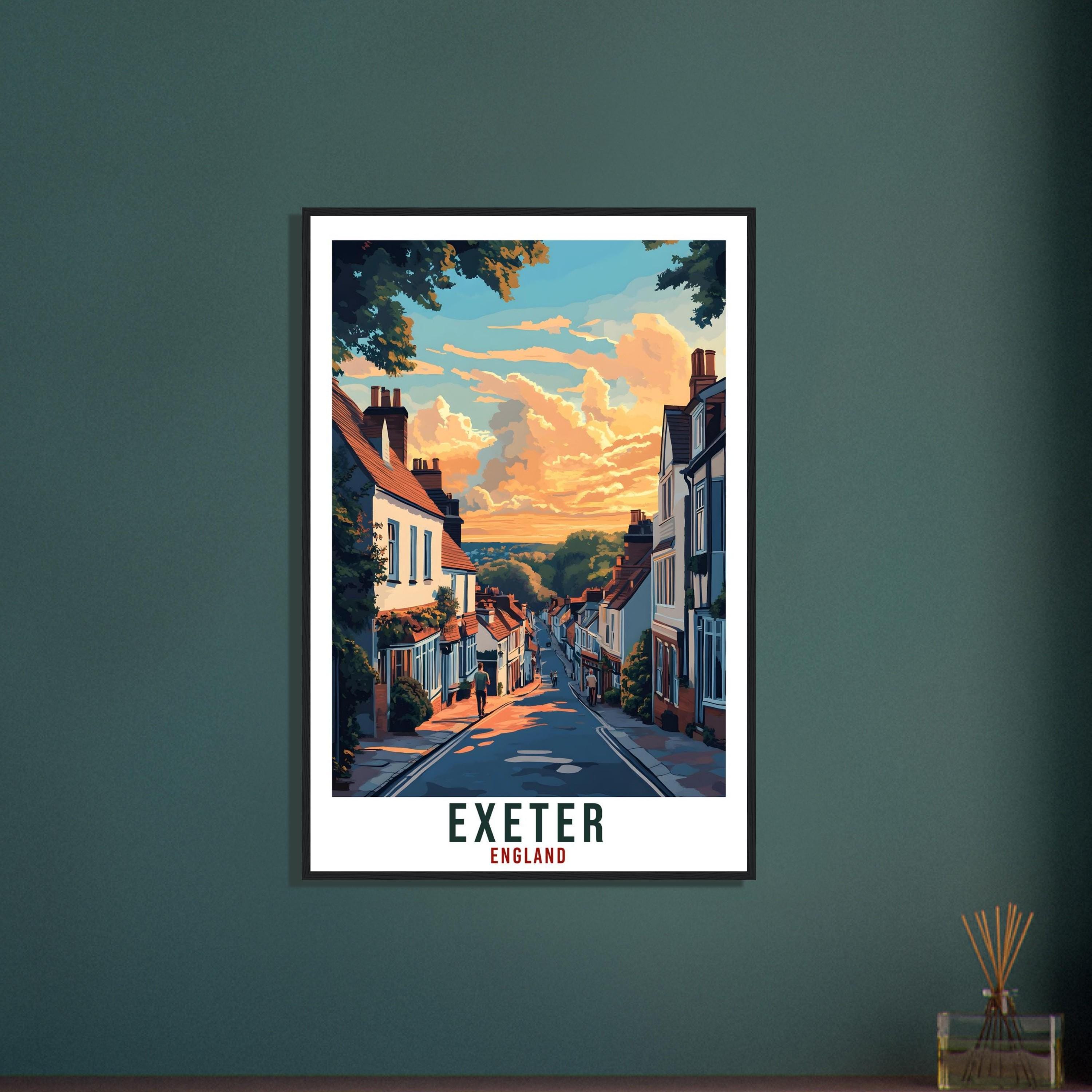 Exeter Travel Print England Home Decor Exeter Wall Art Gift Wall Hanging Art Lover Exeter England Republic Artwork Travel Poster UK Art