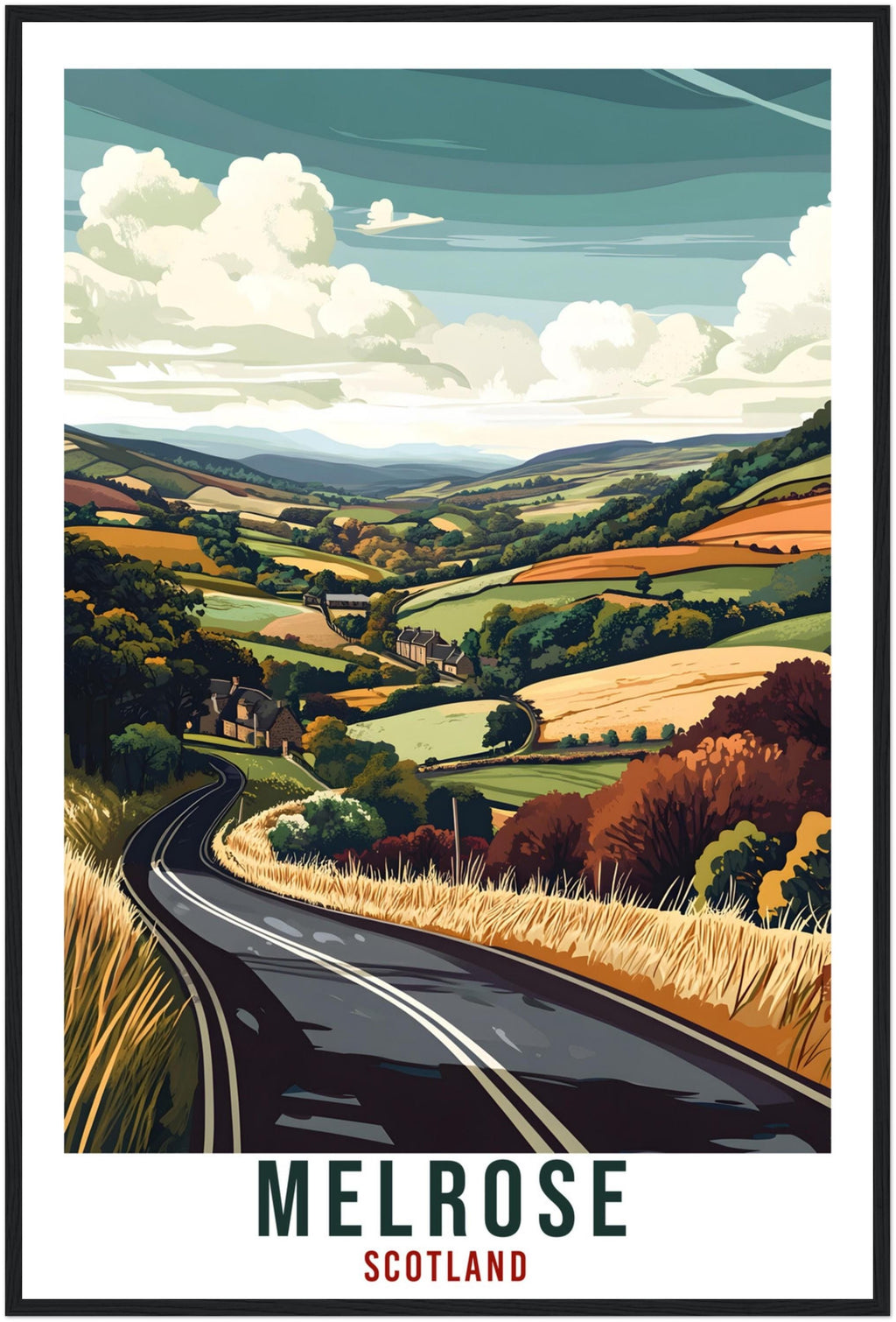 Melrose Travel Print Scotland Home Decor Melrose Wall Art Wall Hanging Art Lover Scotland Artwork Travel Poster Melrose Travel Art Gift