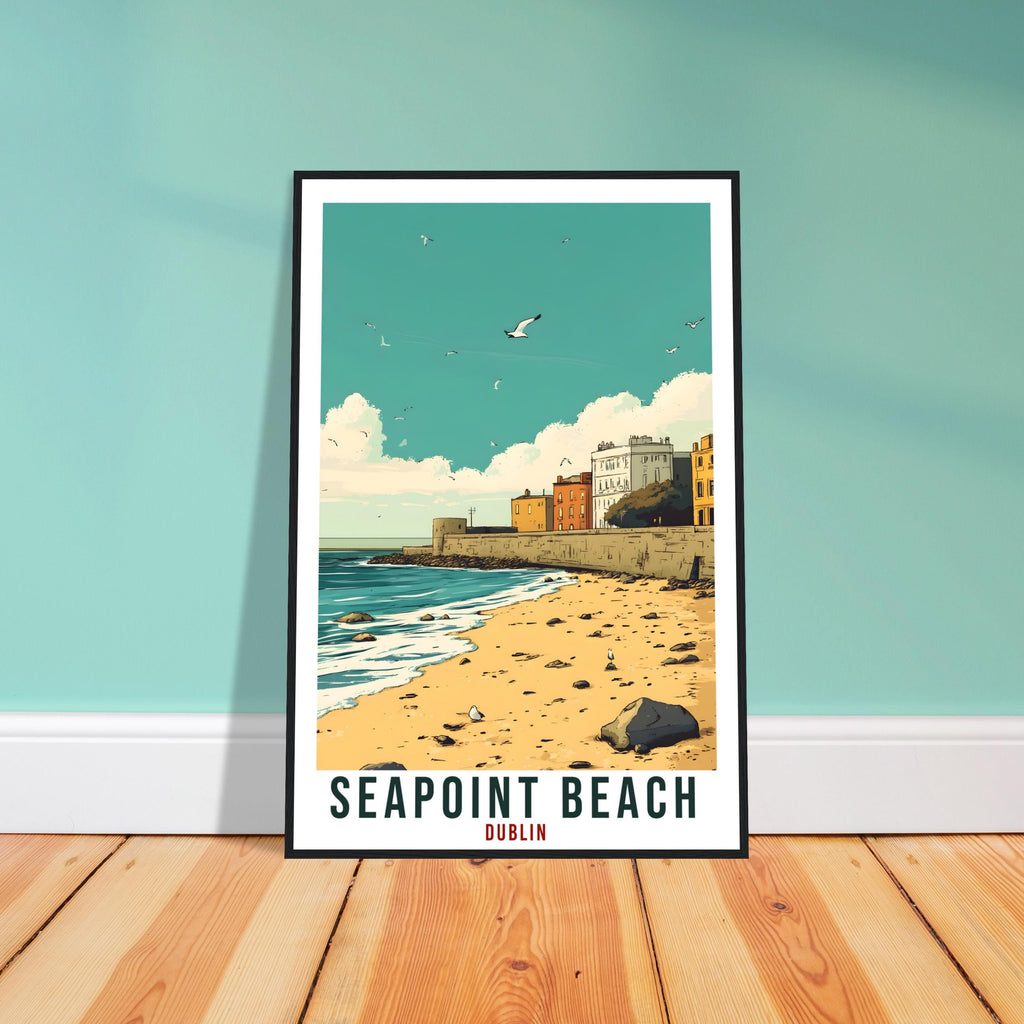 Seapoint Beach Dublin Travel Print Ireland Home Wall Art Gift Wall Hanging Dublin Seapoint Beach Artwork Travel Poster Ireland Travel Art