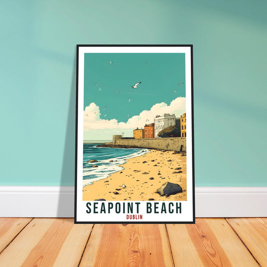 Seapoint Beach Dublin Travel Print Ireland Home Wall Art Gift Wall Hanging Dublin Seapoint Beach Artwork Travel Poster Ireland Travel Art