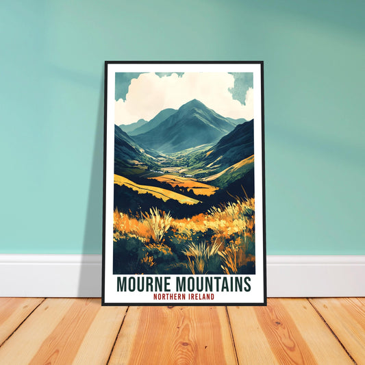 Mourne Mountains Travel Print Northern Ireland Decor PLACE Wall Art Wall Hanging Art Lover Irish Artwork Travel Poster The Mournes Irish Art